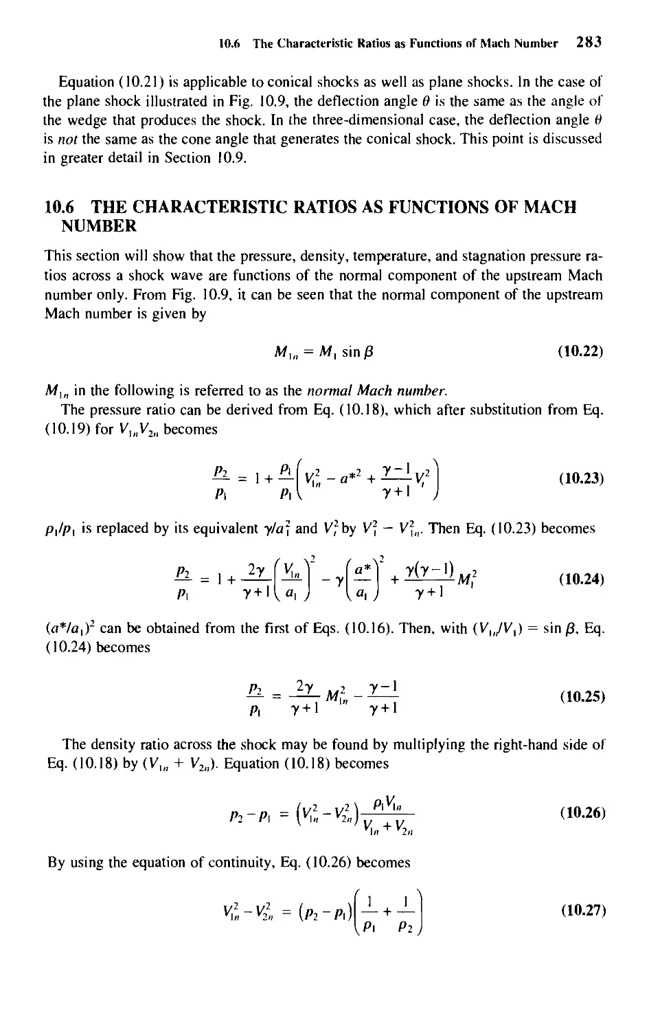 10.6 - The Characteristic Ratios as Functions of Mach Number
