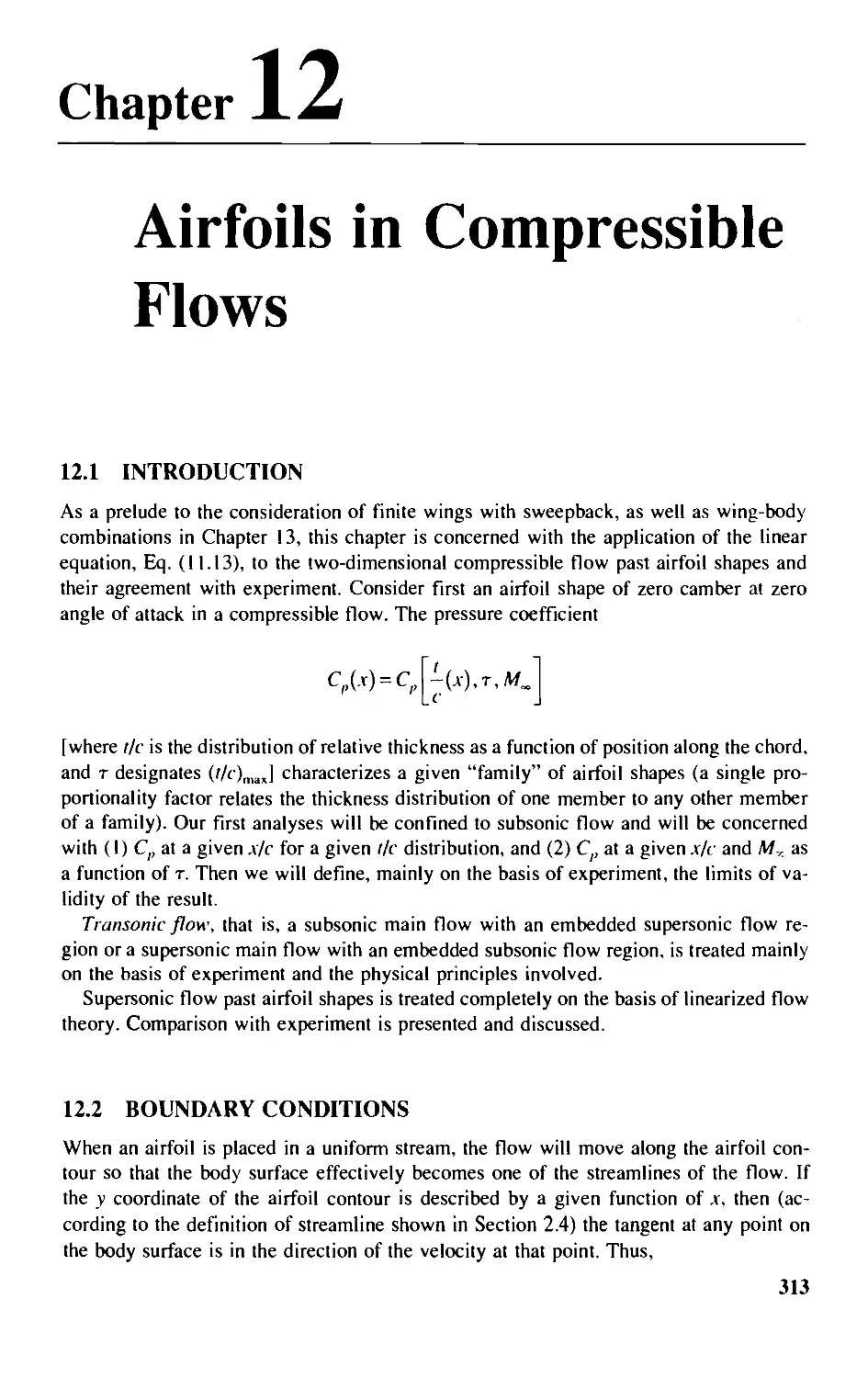 Chapter 12 - Airfoils in Compressible Flows
12.2 - Boundary Conditions