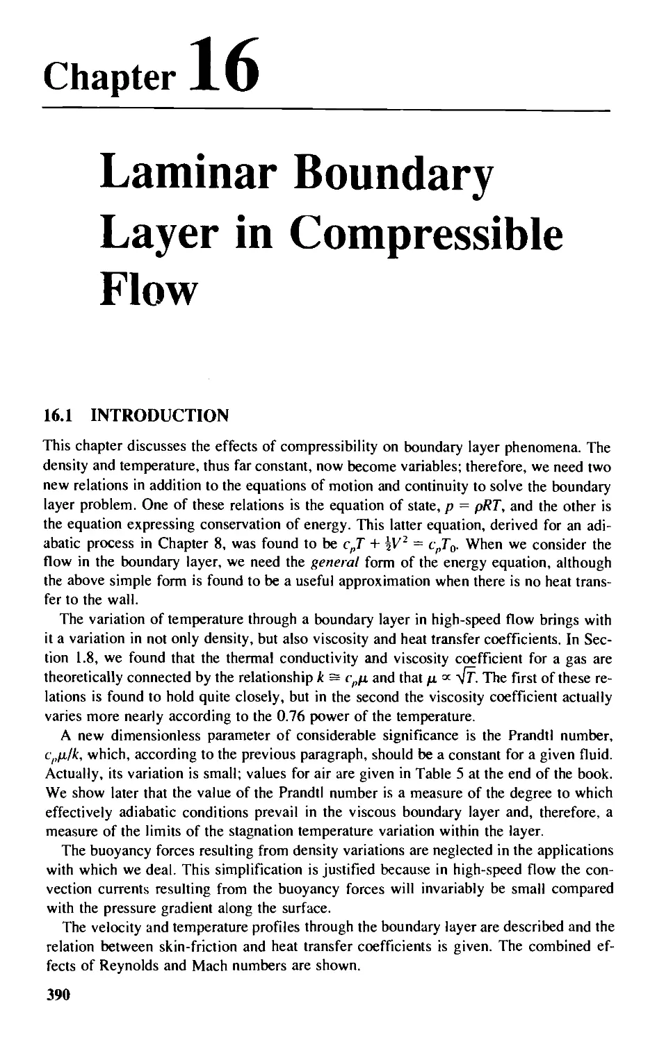 Chapter 16 - Laminar Boundary Layer in Compressible Flow