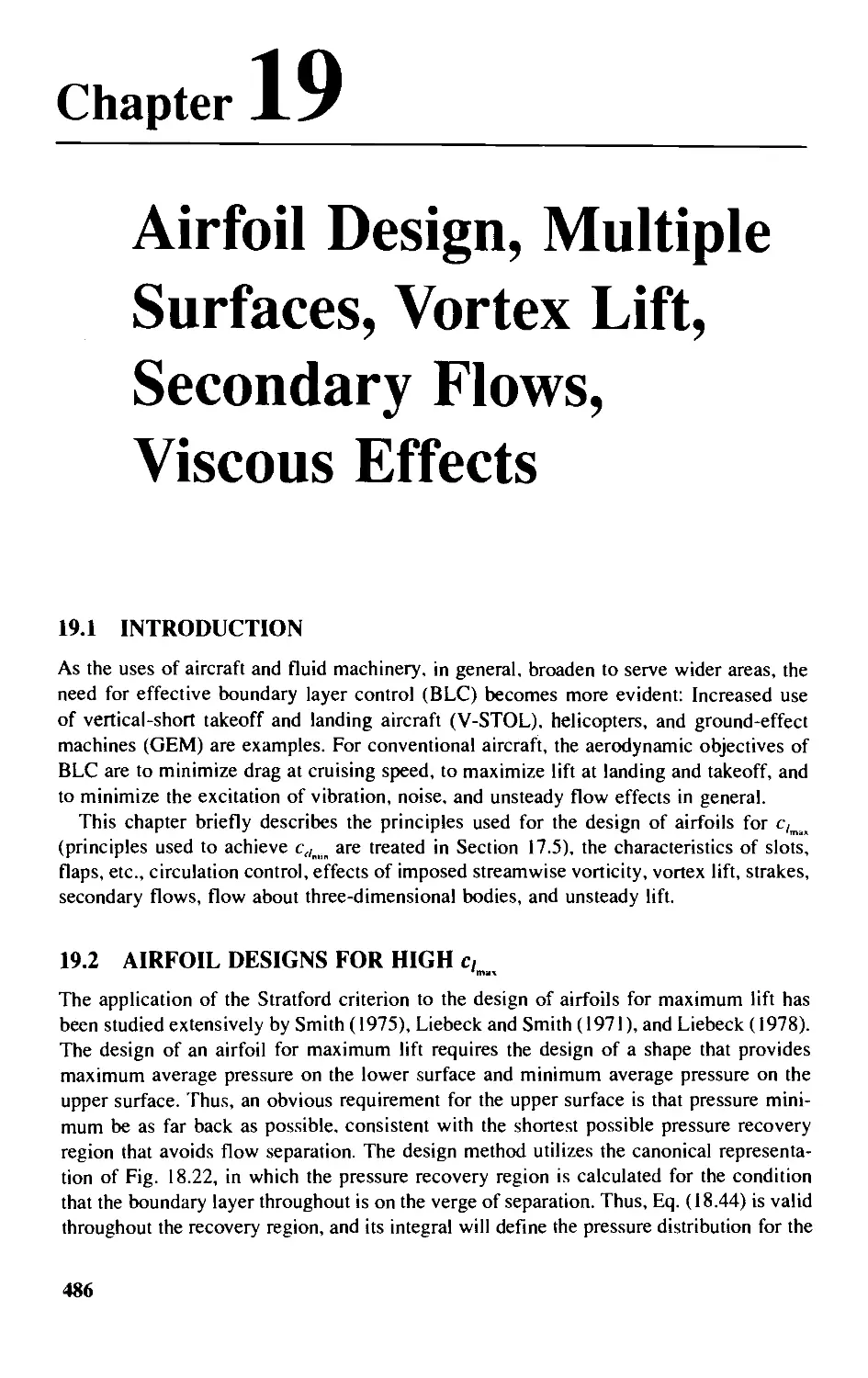 Chapter 19 - Airfoil Design, Multiple Surfaces, Vortex Lift, Secondary Flows, Viscous Effects
19.2 - Airfoil Designs for High Clmax