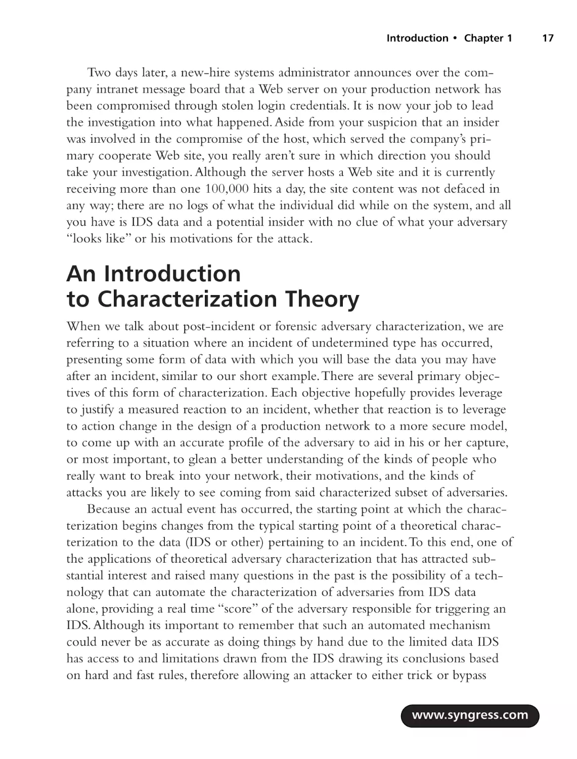 Introduction to Characterization Theory