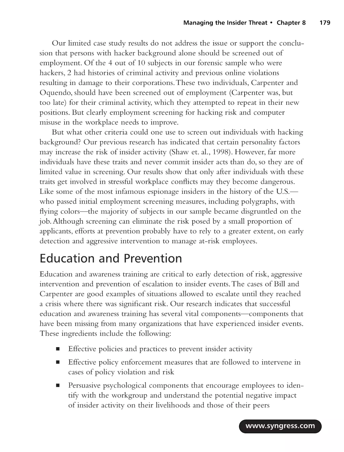 Education and Prevention