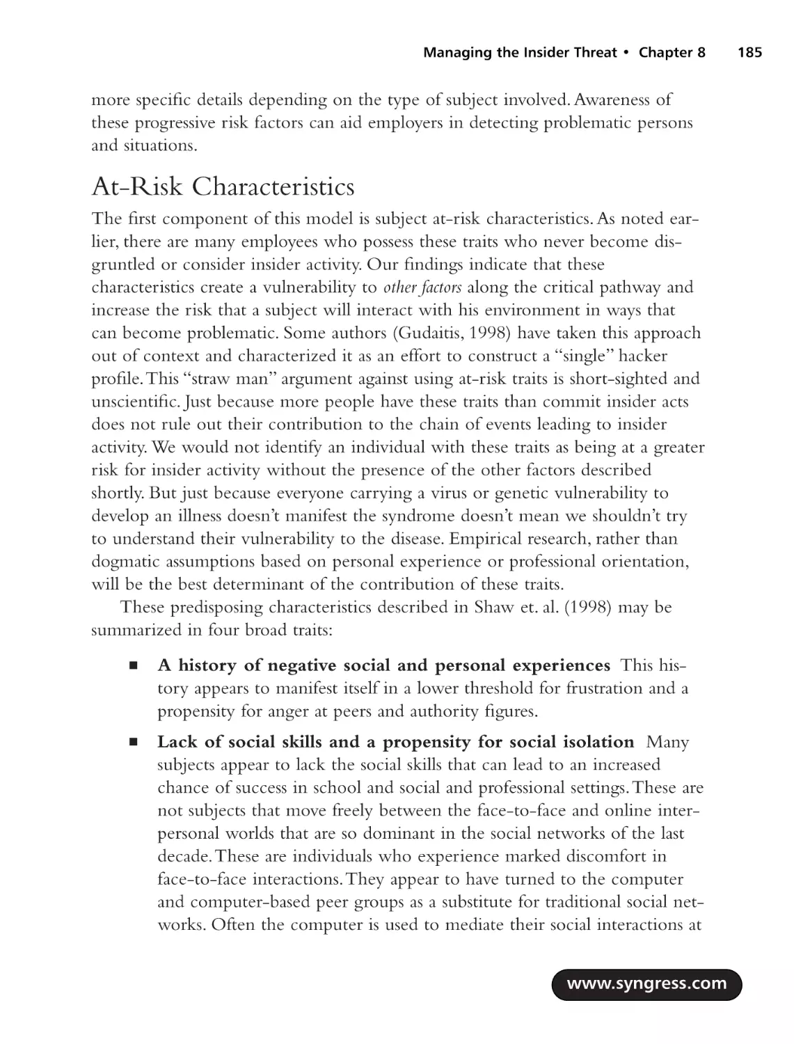 At-Risk Characteristics