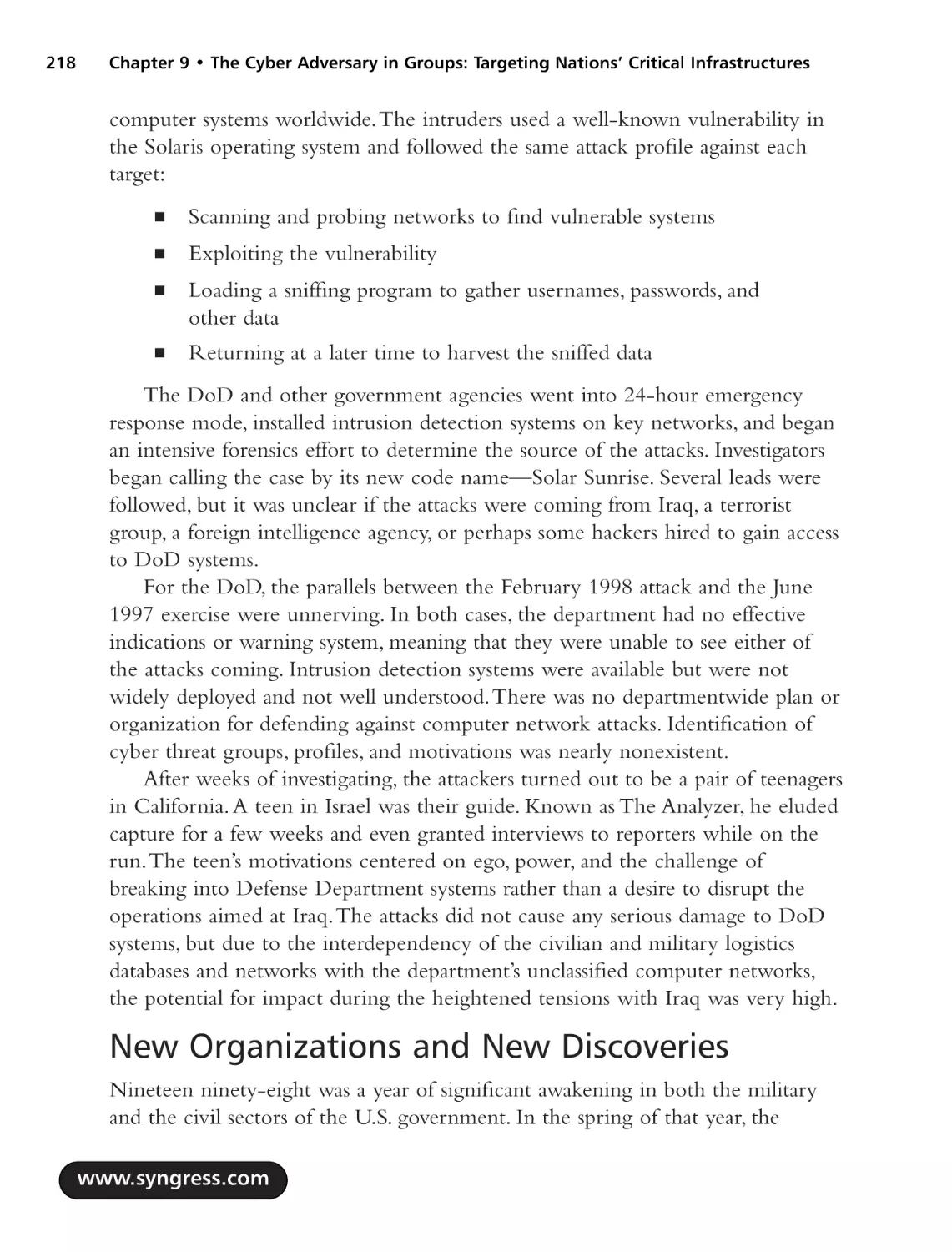 New Organizations and New Discoveries