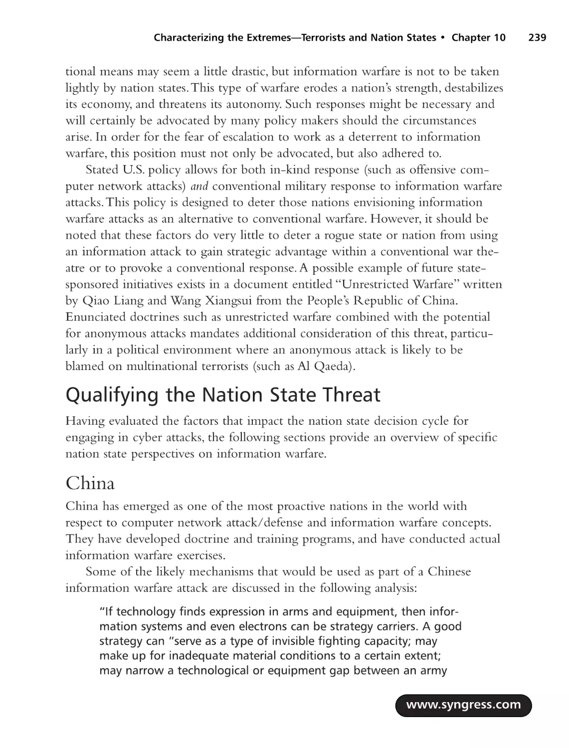 Qualifying the Nation State Threat
China