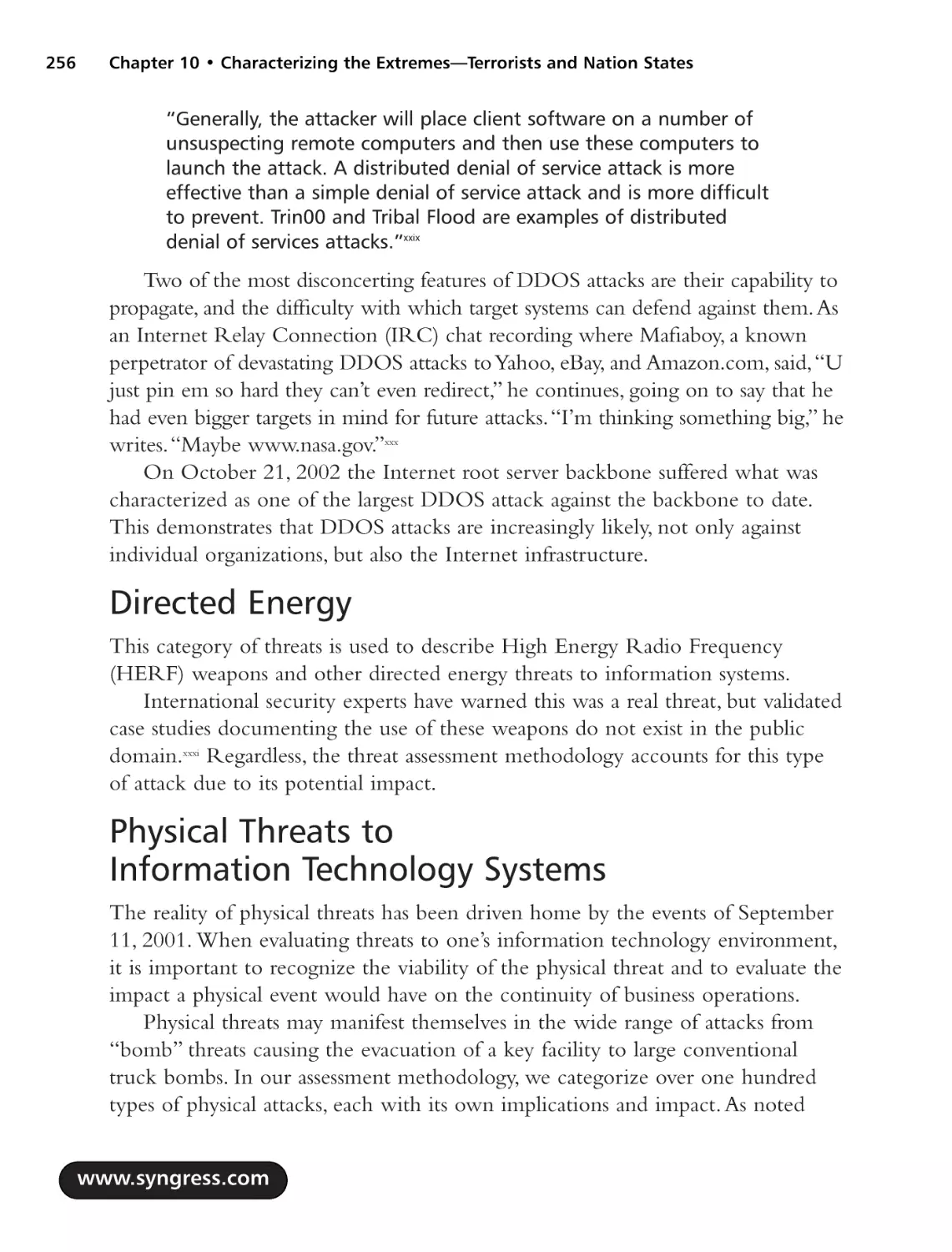 Directed Energy
Physical Threats to Information Technology Systems