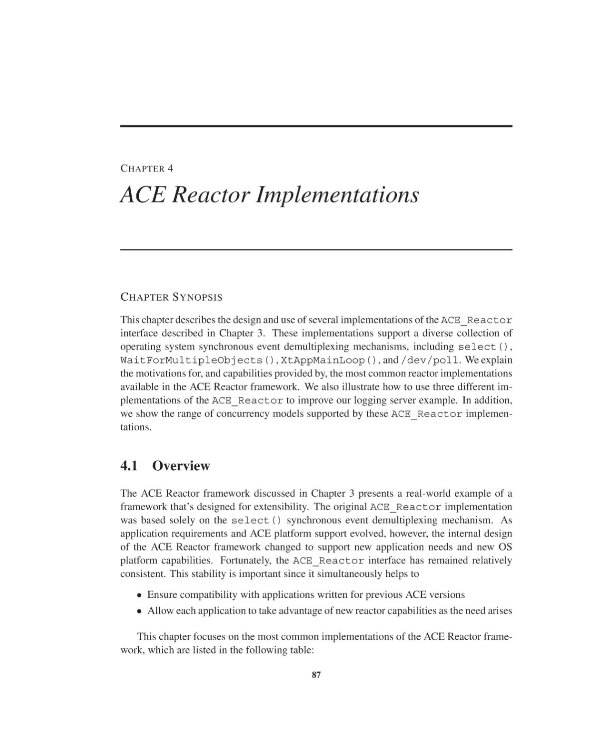 Chapter 4 ACE Reactor Implementations
4.1 Overview