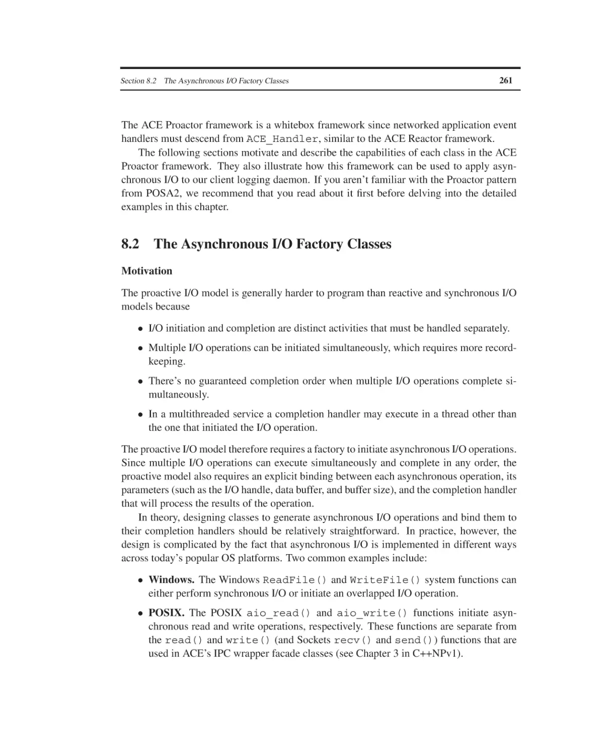 8.2 The Asynchronous I/O Factory Classes