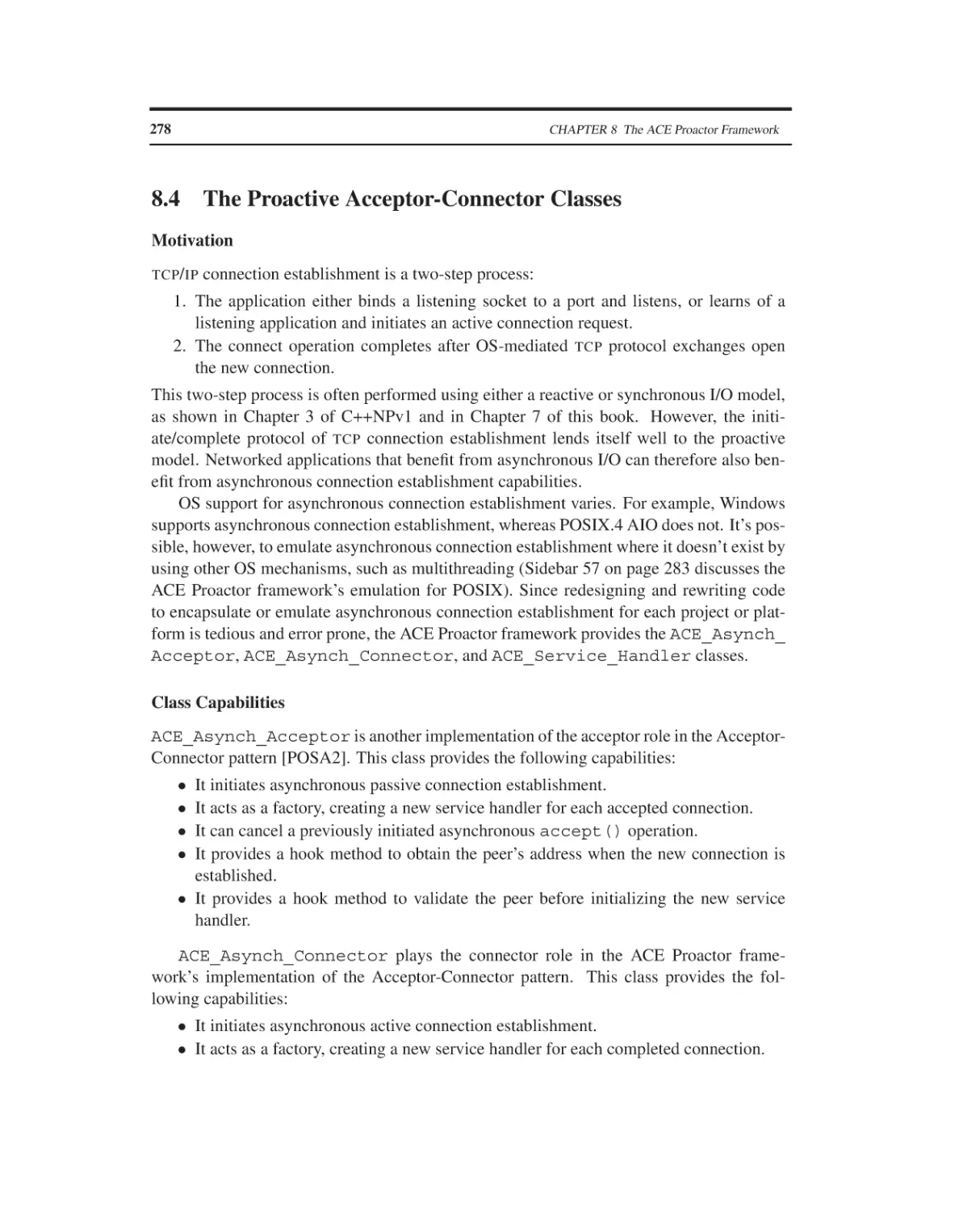 8.4 The Proactive Acceptor-Connector Classes