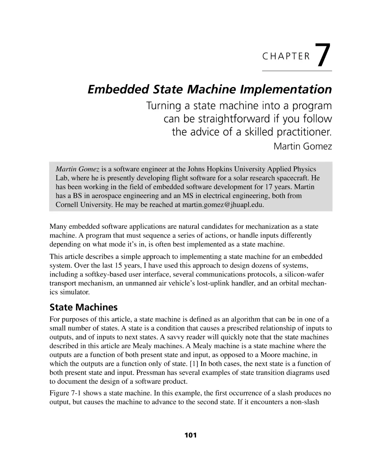 Chapter 7
State Machines