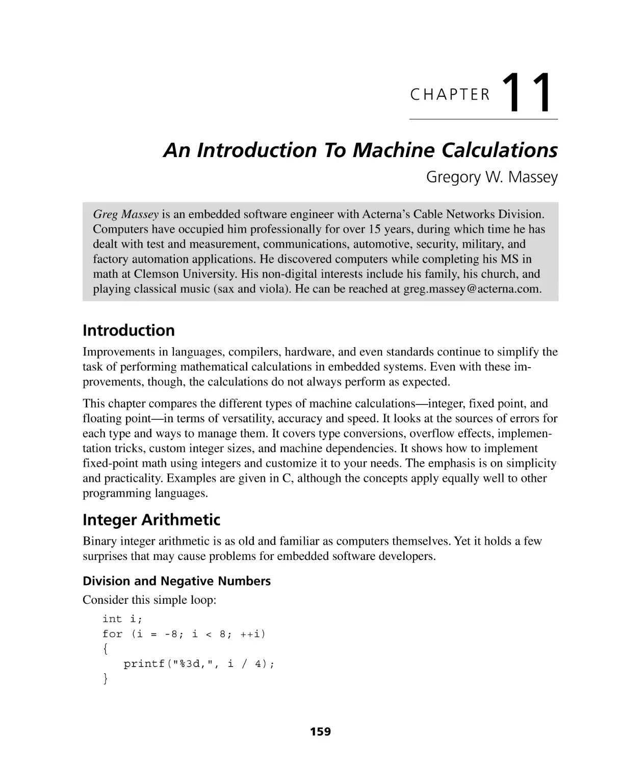 Chapter 11
Introduction
Integer Arithmetic