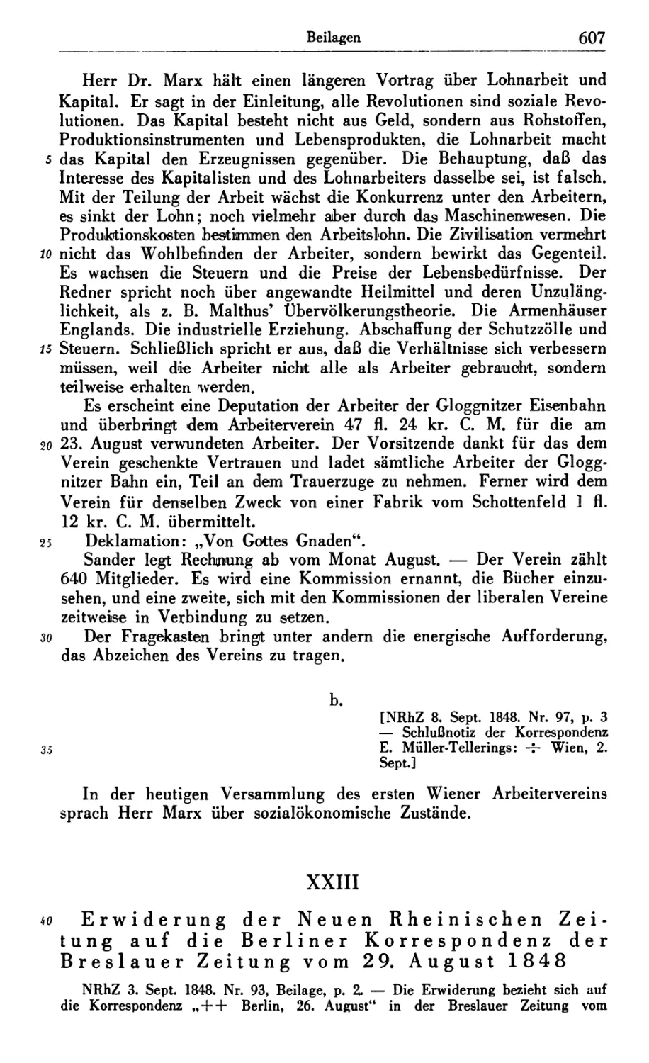 XXIII. Erwiderung der Neuen Rheinischen Zeitung auf die Berliner Korrespondenz der Breslauer Zeitung vom 29. August 1848