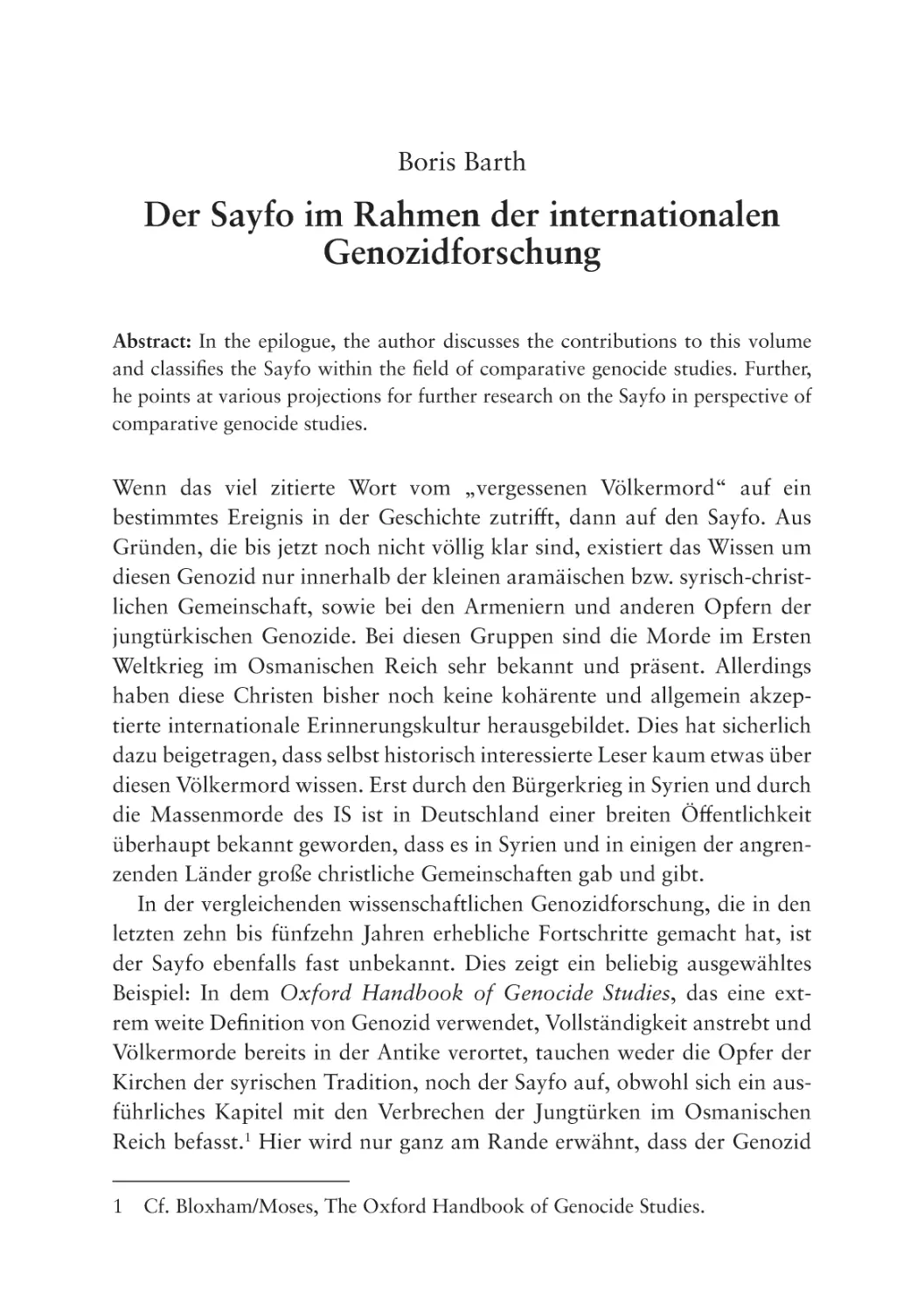 Der Sayfo im Rahmen der internationalen Genozidforschung