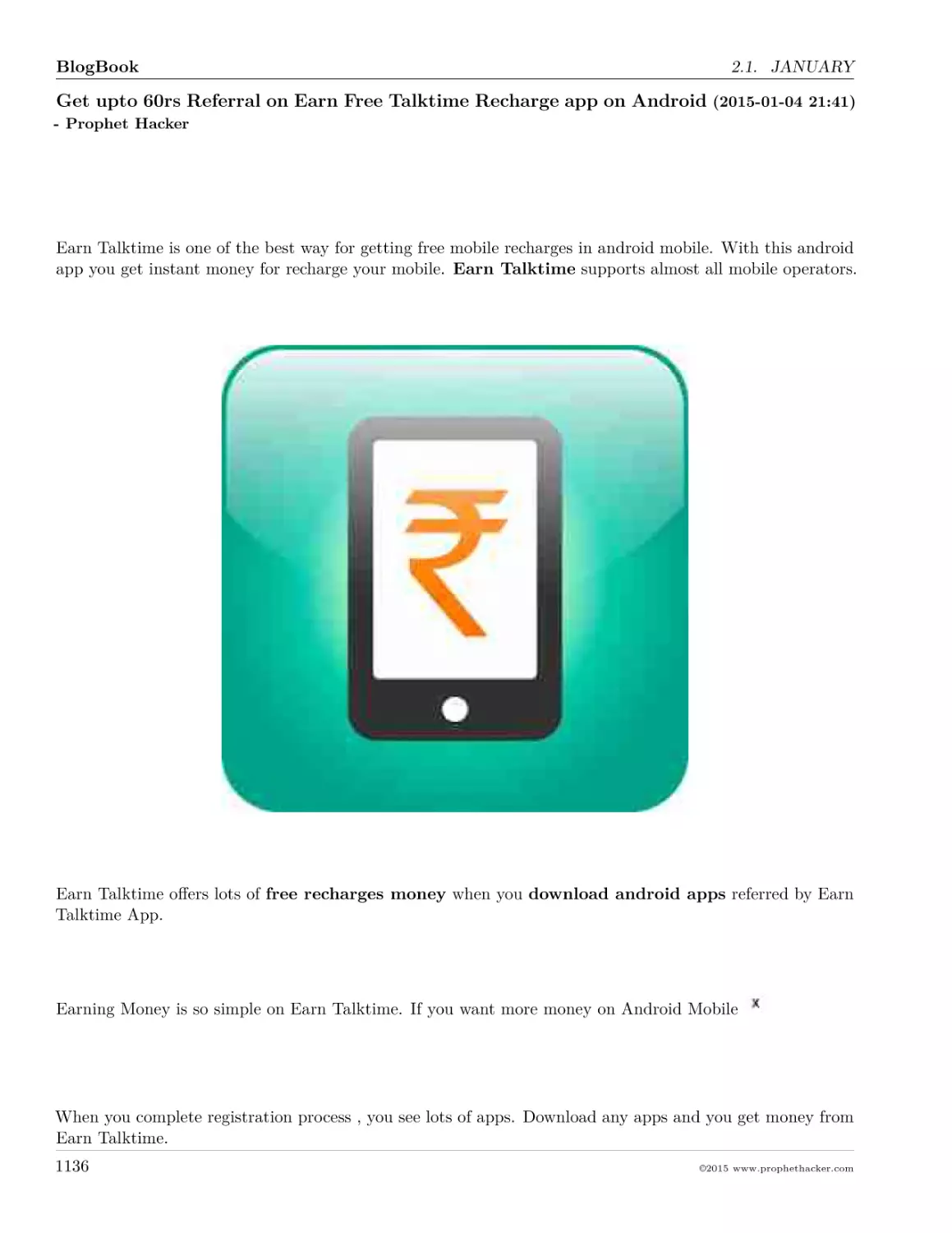 Get upto 60rs Referral on Earn Free Talktime Recharge app on Android (2015-01-04 21