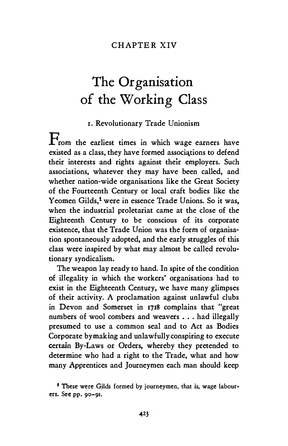 XIV The Organisation of the Working Class