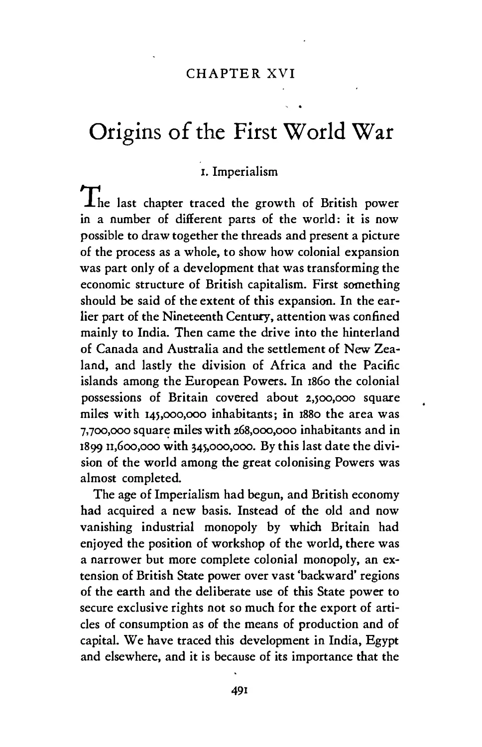 XVI Origins of the First World War