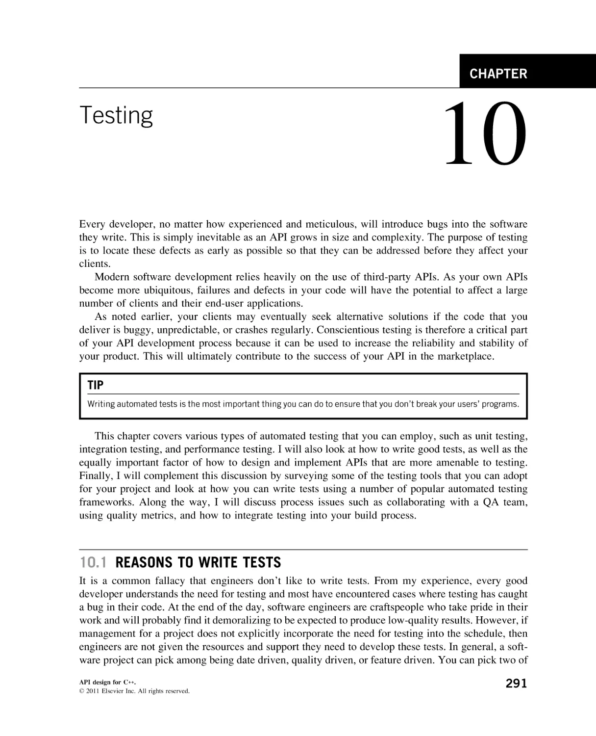 Testing
Reasons to Write Tests
