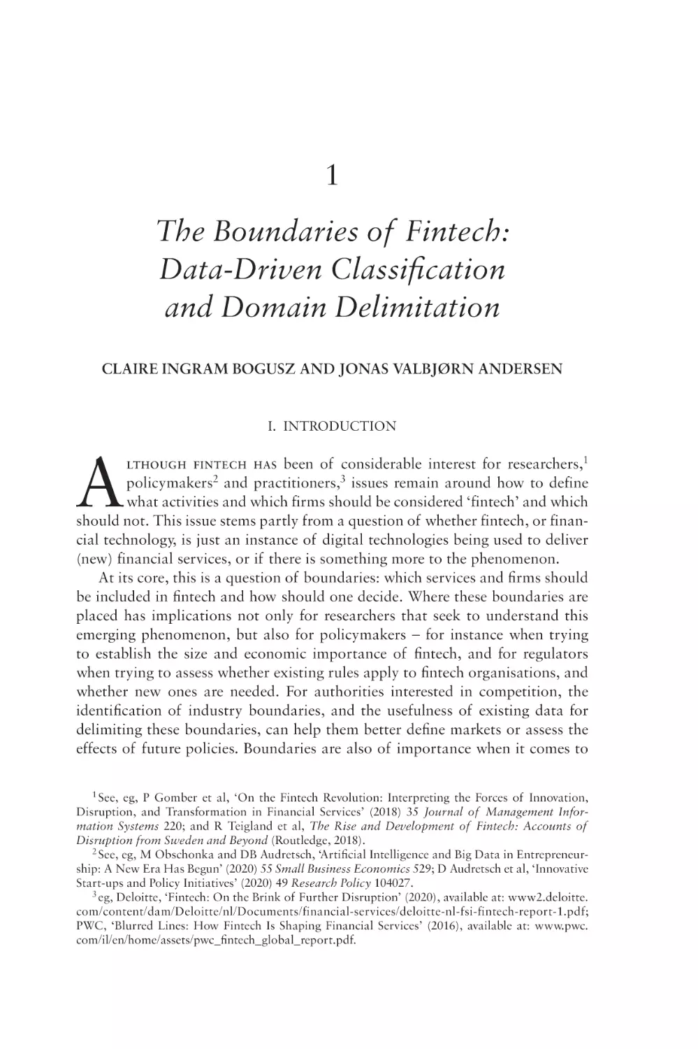 1. The Boundaries of Fintech
I. Introduction