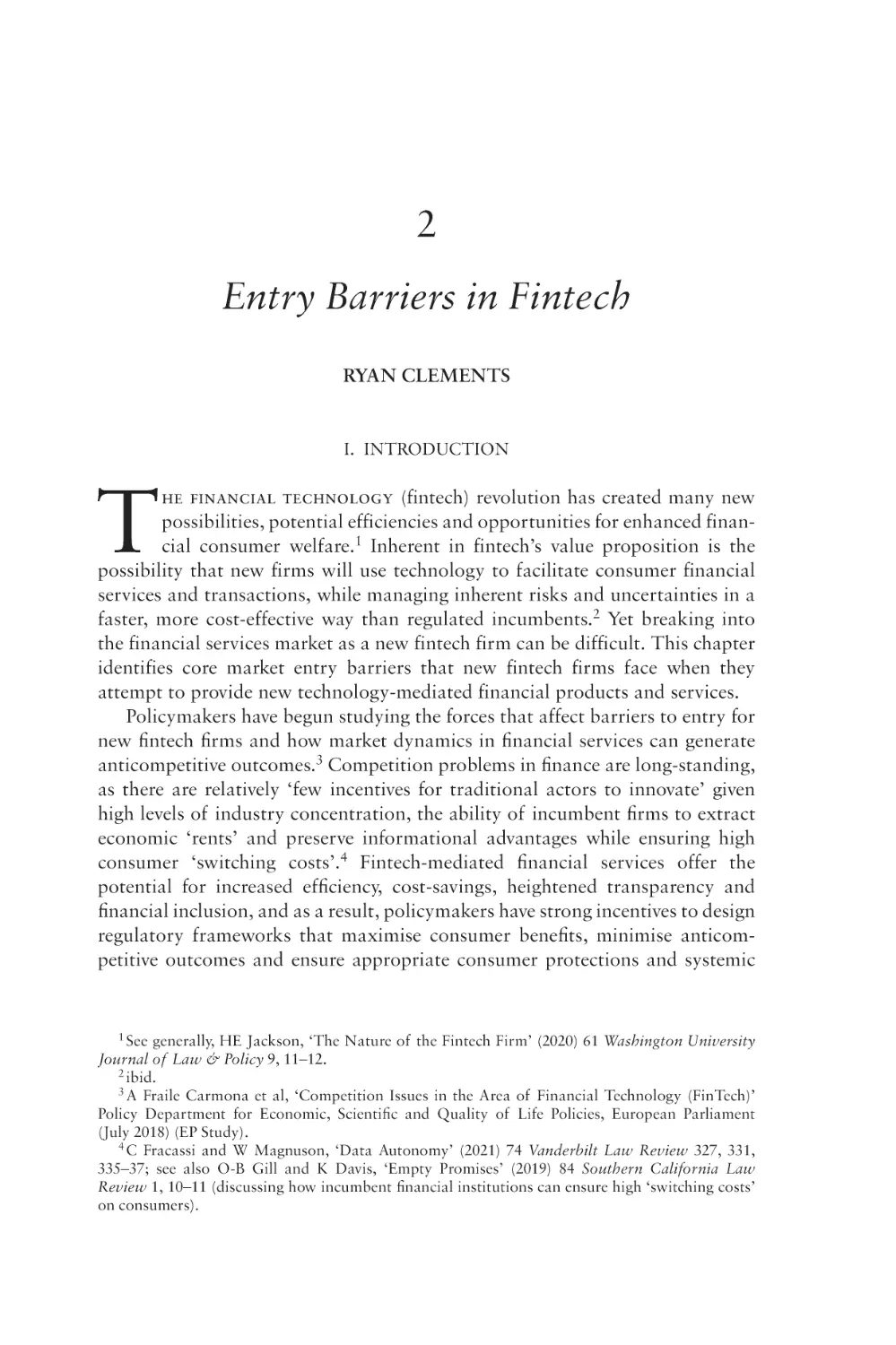 2. Entry Barriers in Fintech
I. Introduction