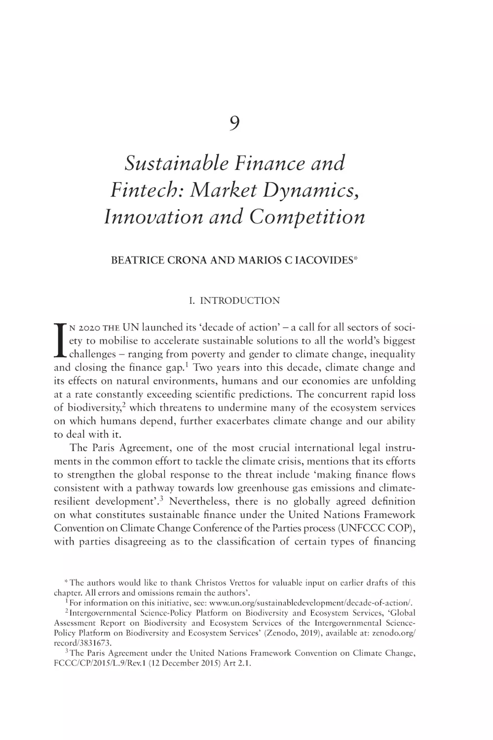 9. Sustainable Finance and Fintech
I. Introduction