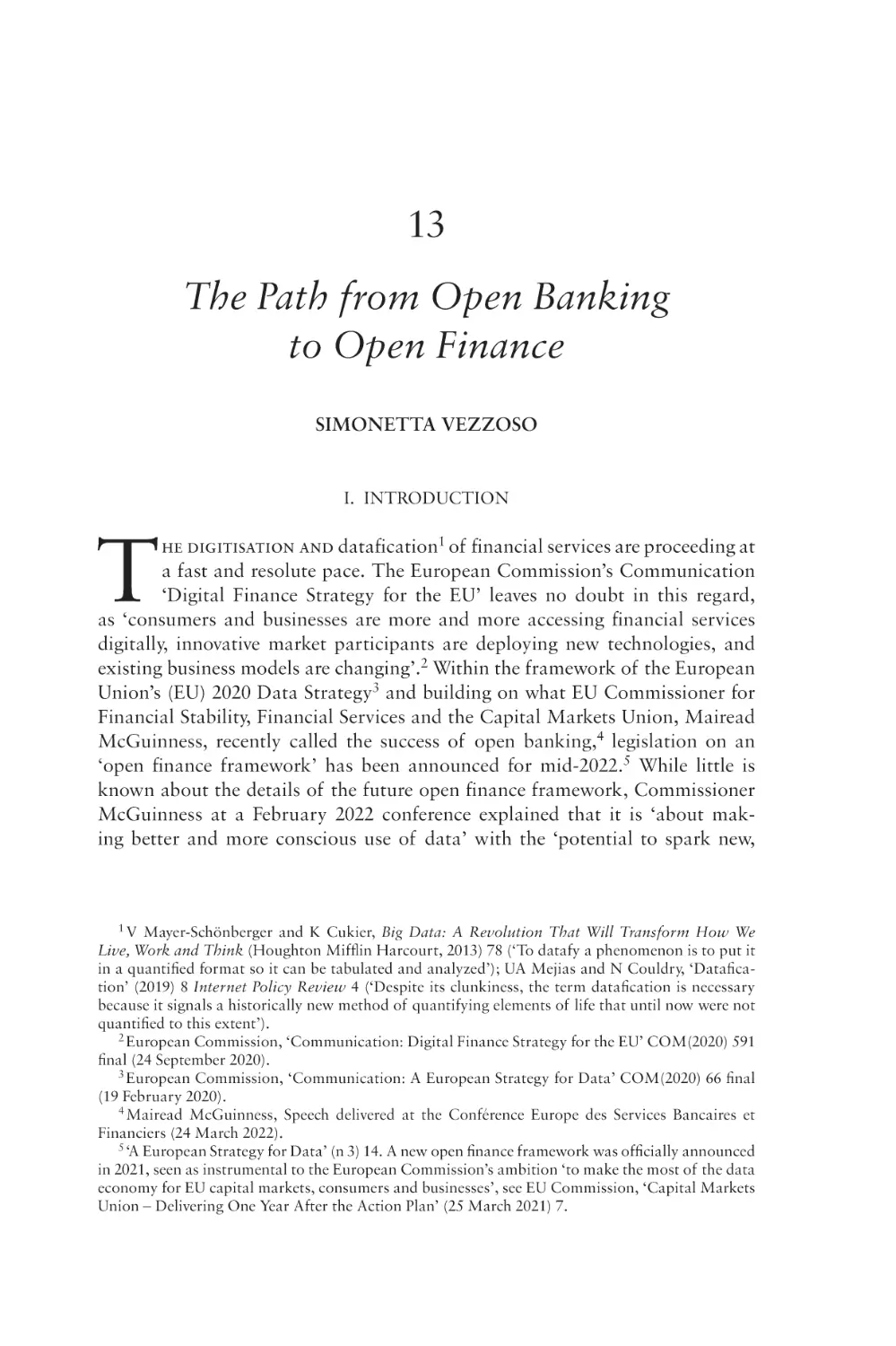 13. The Path from Open Banking to Open Finance
I. Introduction