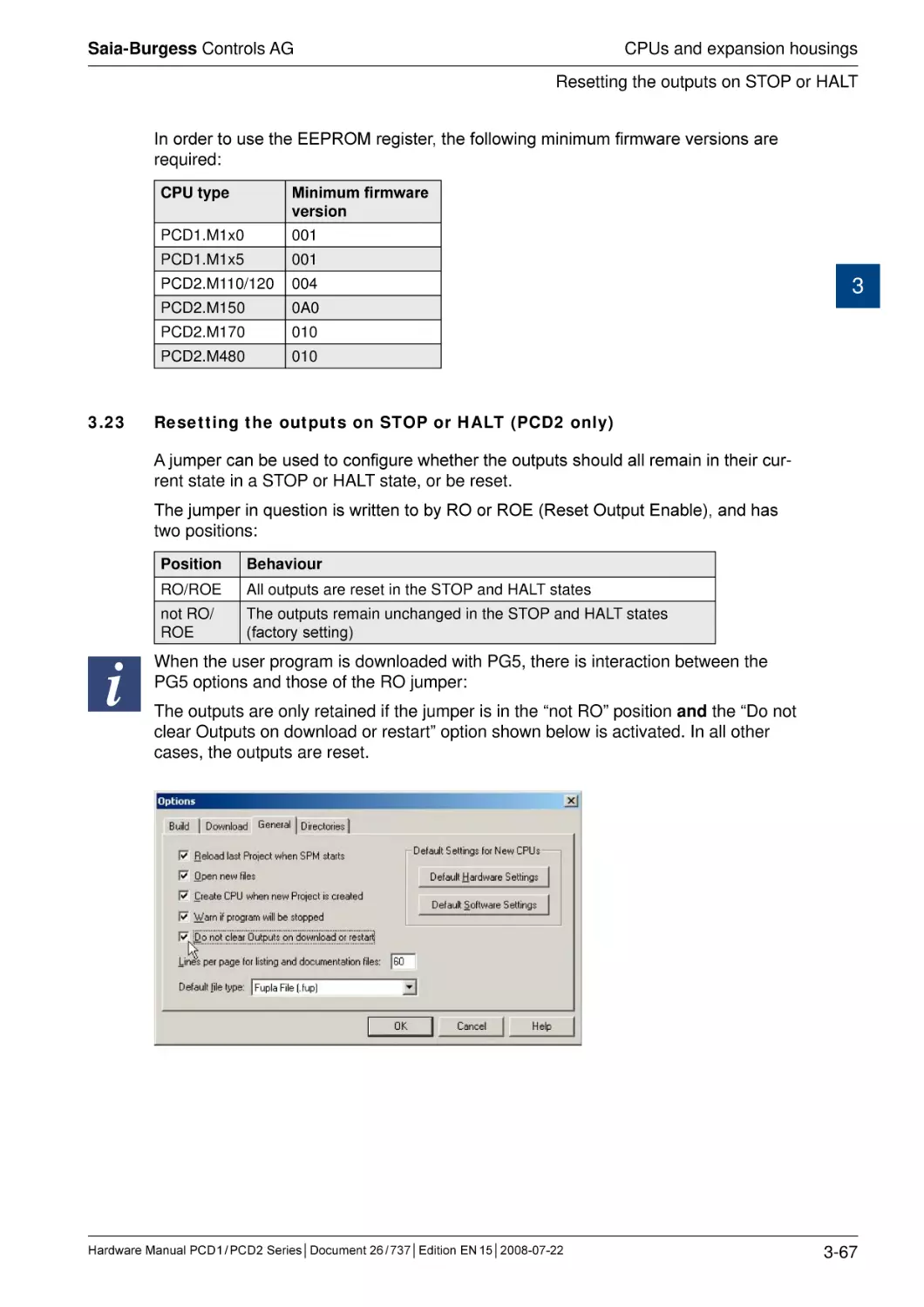 3.23	Resetting the outputs on STOP or HALT (PCD2 only)