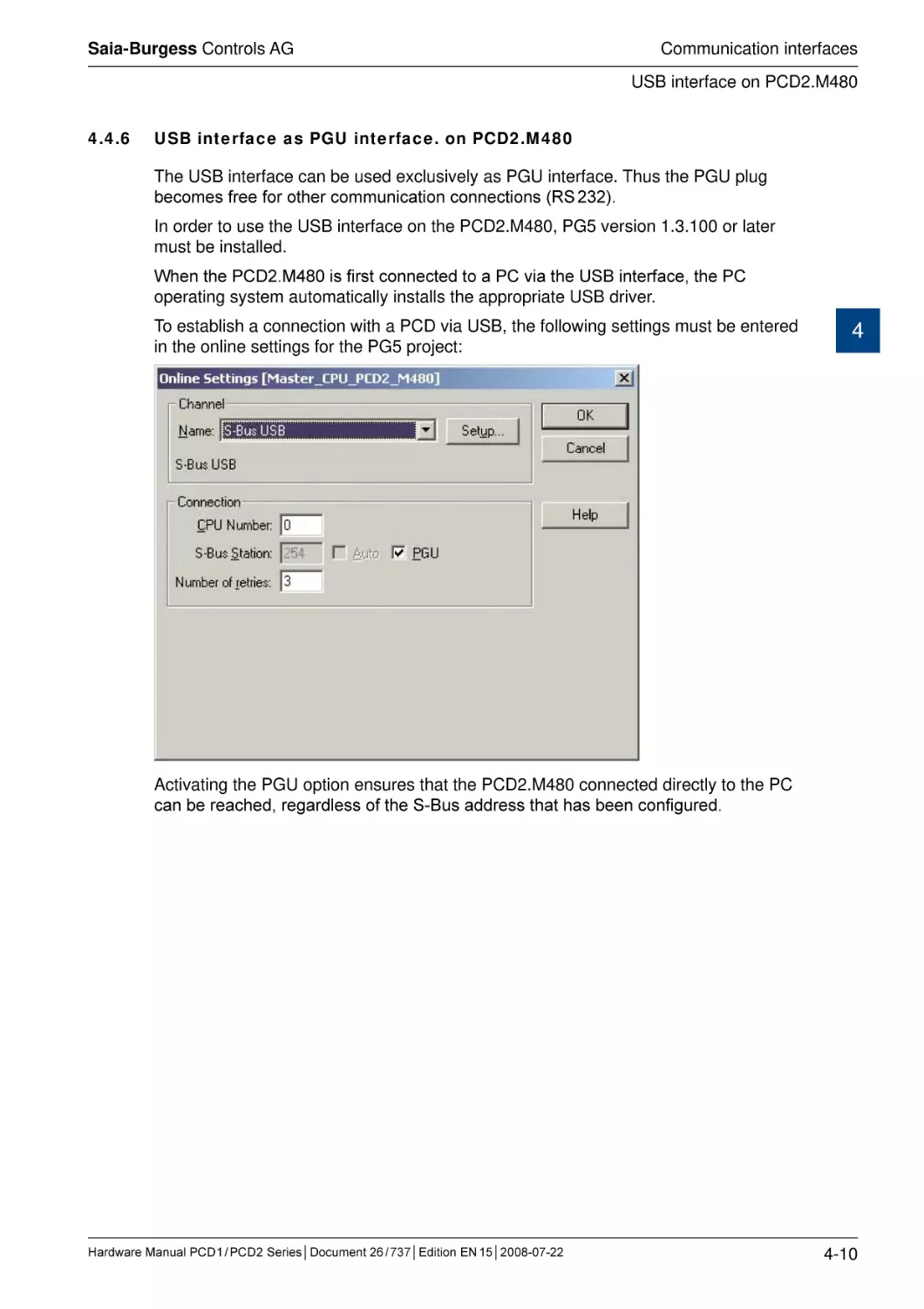 4.4.6	USB interface as PGU interface. on PCD2.M480