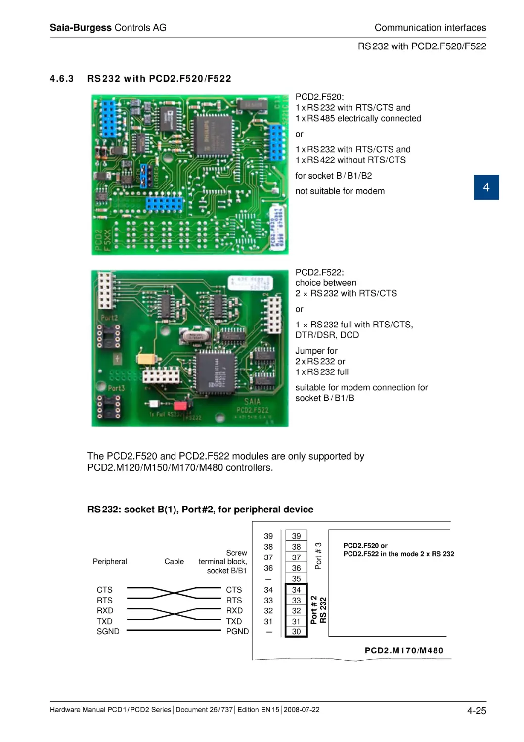 4.6.3	RS 232 with PCD2.F520 / F522