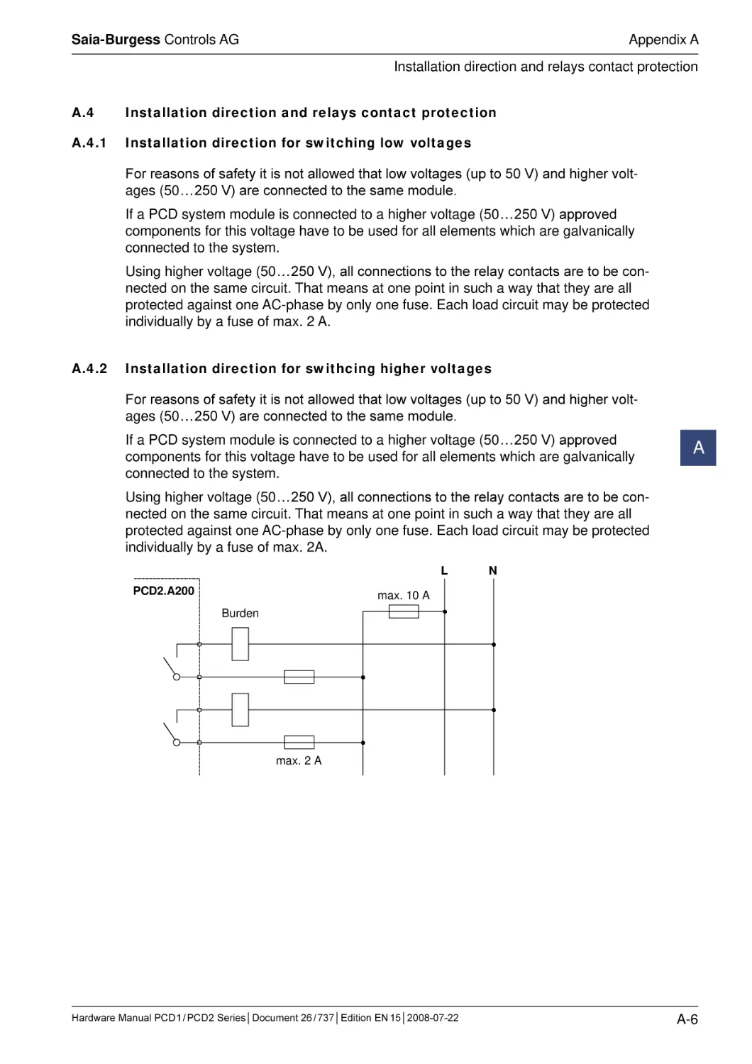 A.4	Installation direction and relays contact protection
A.4.1	Installation direction for switching low voltages
A.4.2	Installation direction for swithcing higher voltages