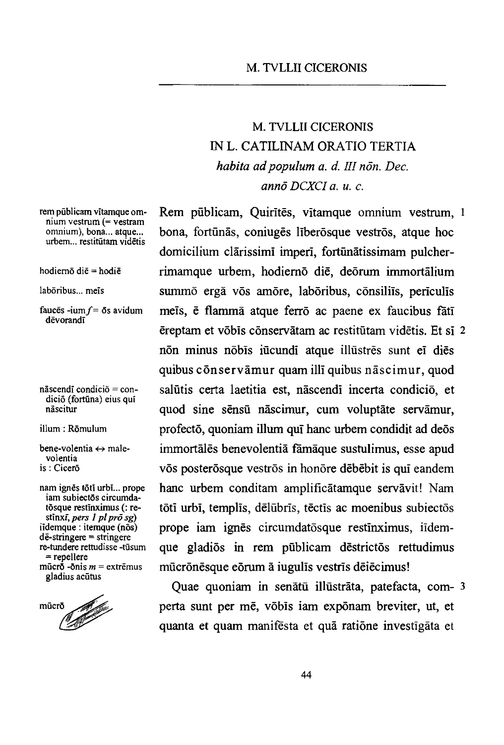CICERONIS IN CATILINAM ORATIO III.1–17, 29