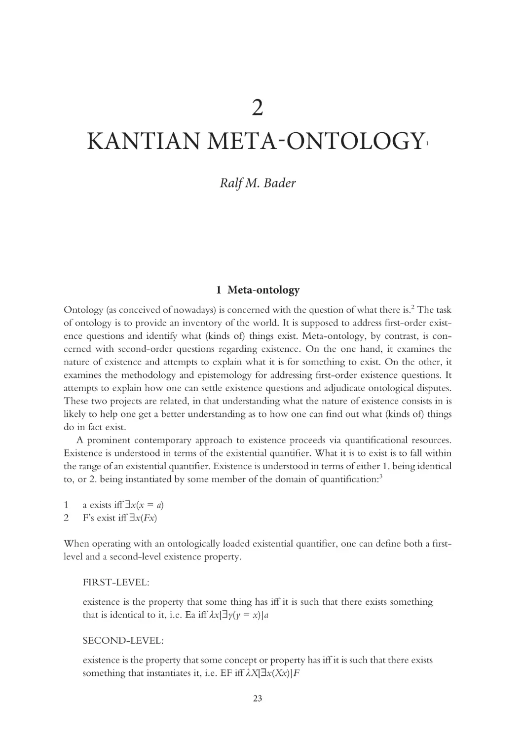 2 Kantian meta-ontology
1 Meta-ontology