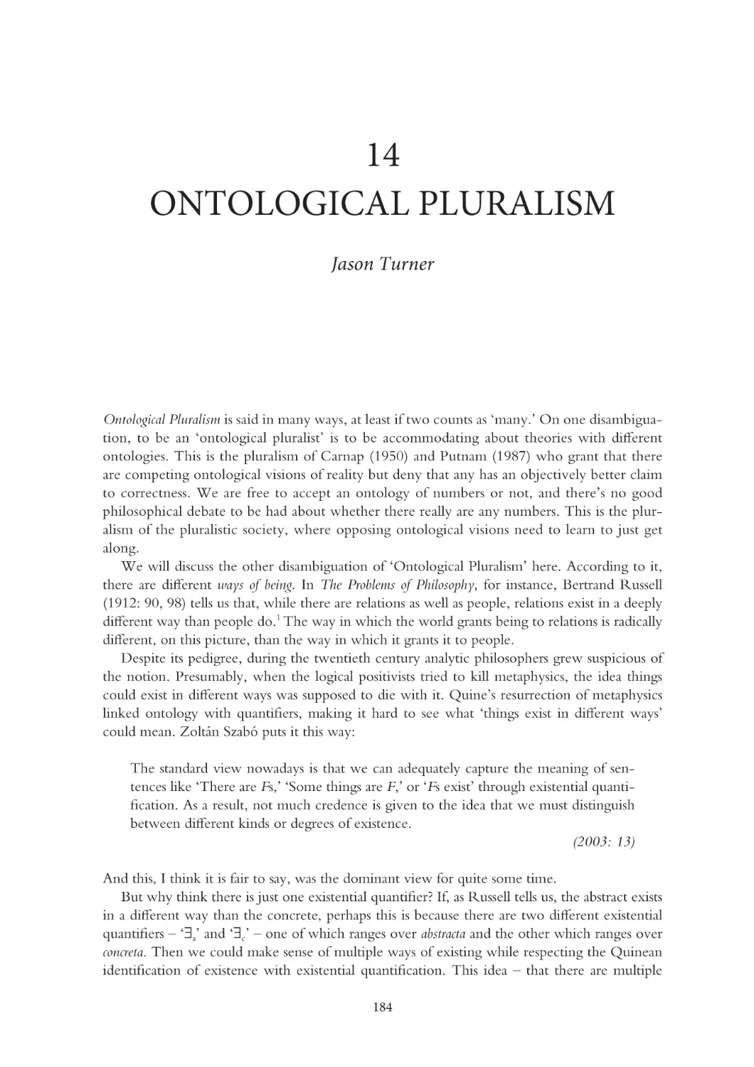 14 Ontological pluralism