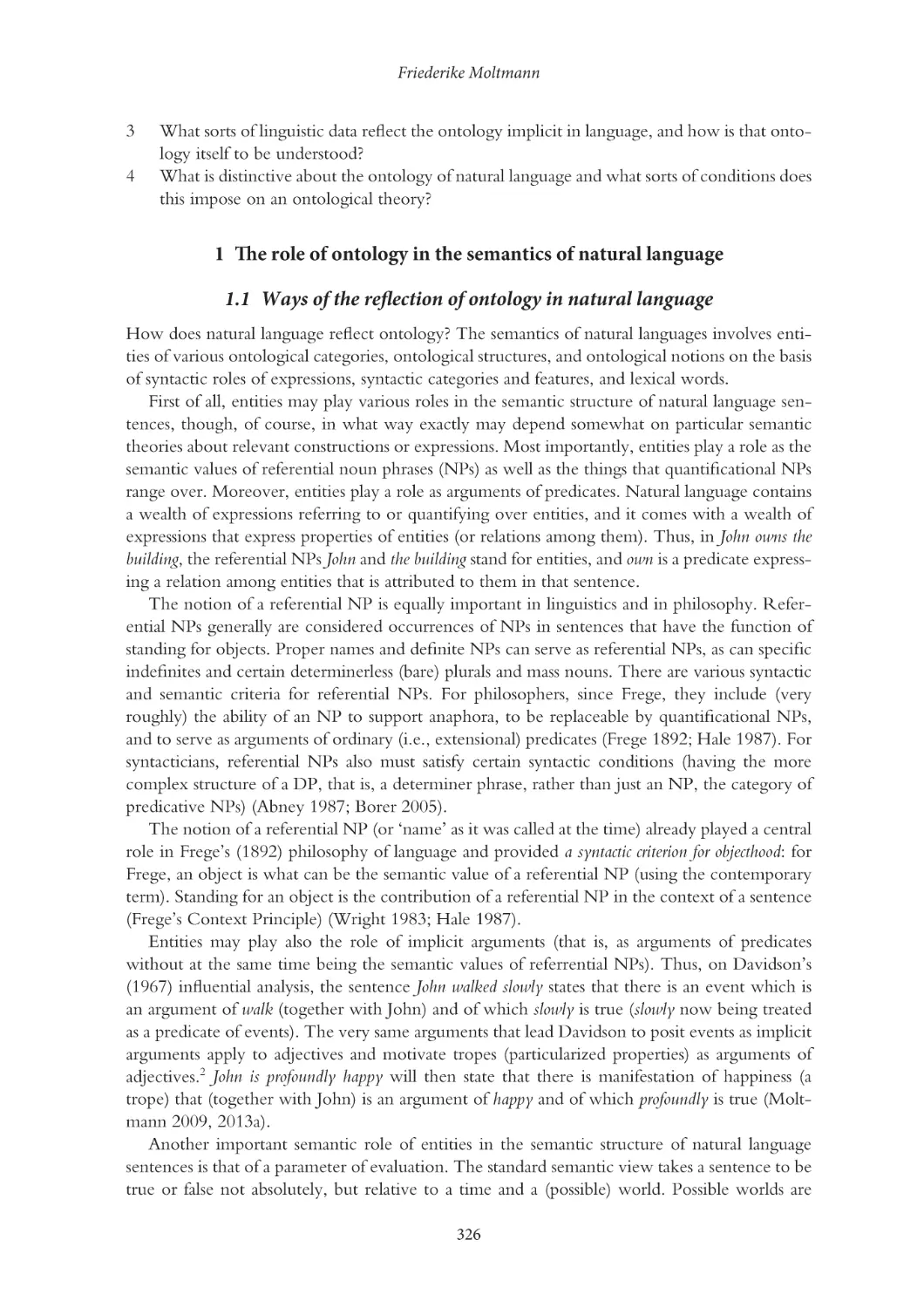 1 The role of ontology in the semantics of natural language