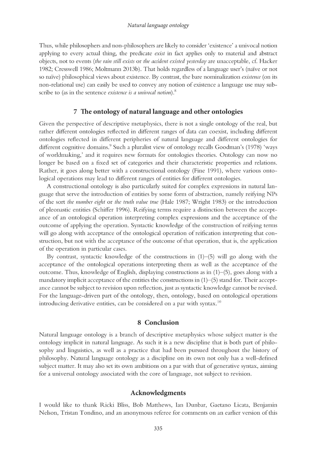 7 The ontology of natural language and other ontologies
8 Conclusion
Acknowledgments