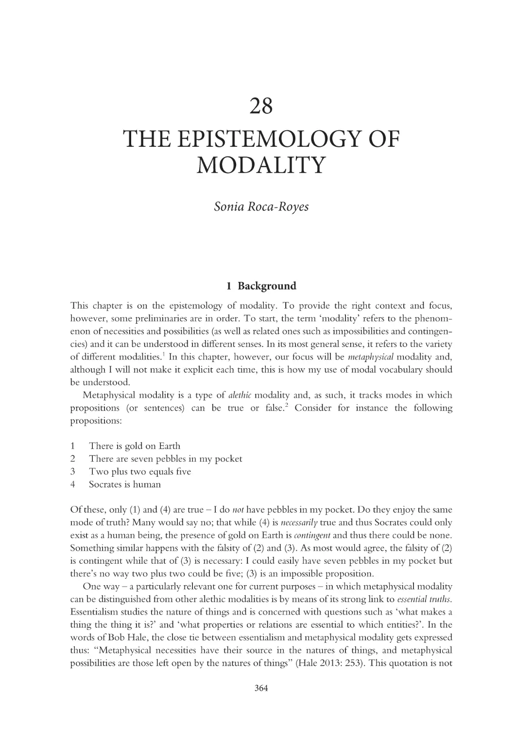 28 The epistemology of modality
1 Background