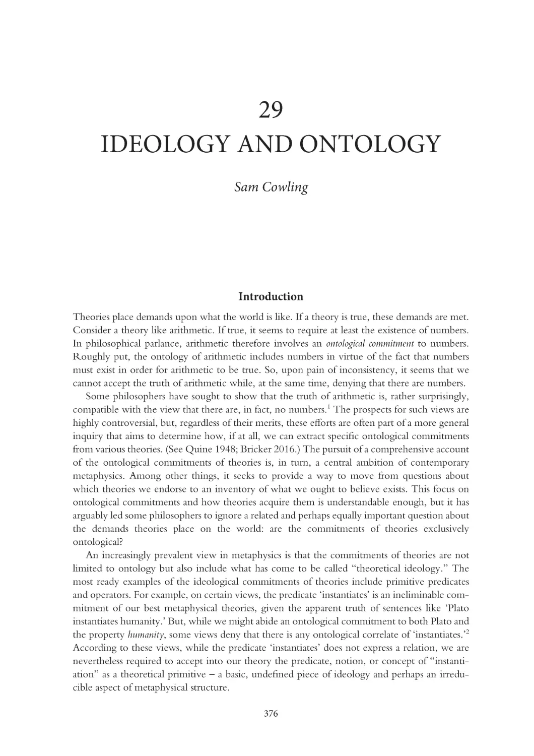 29 Ideology and ontology
Introduction