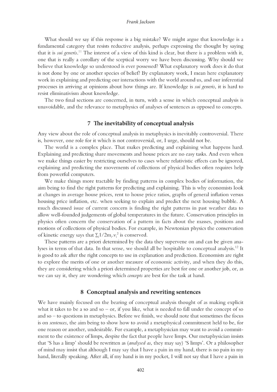 7 The inevitability of conceptual analysis
8 Conceptual analysis and rewriting sentences