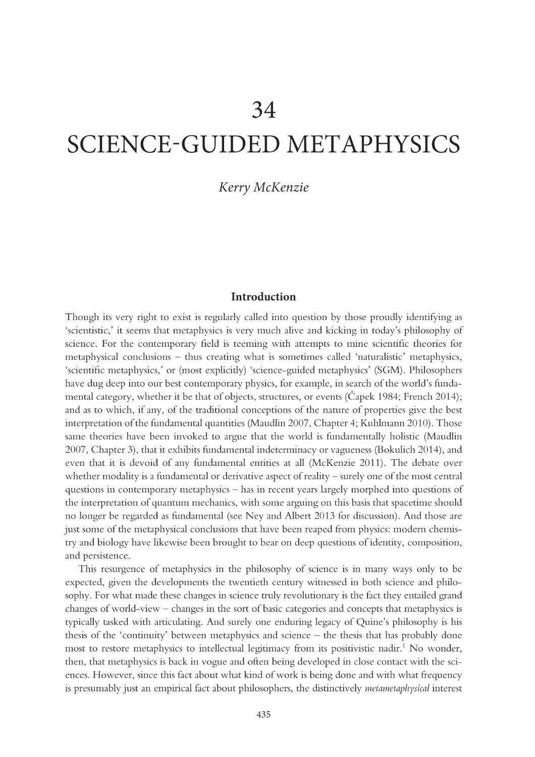 34 Science-guided metaphysics
Introduction