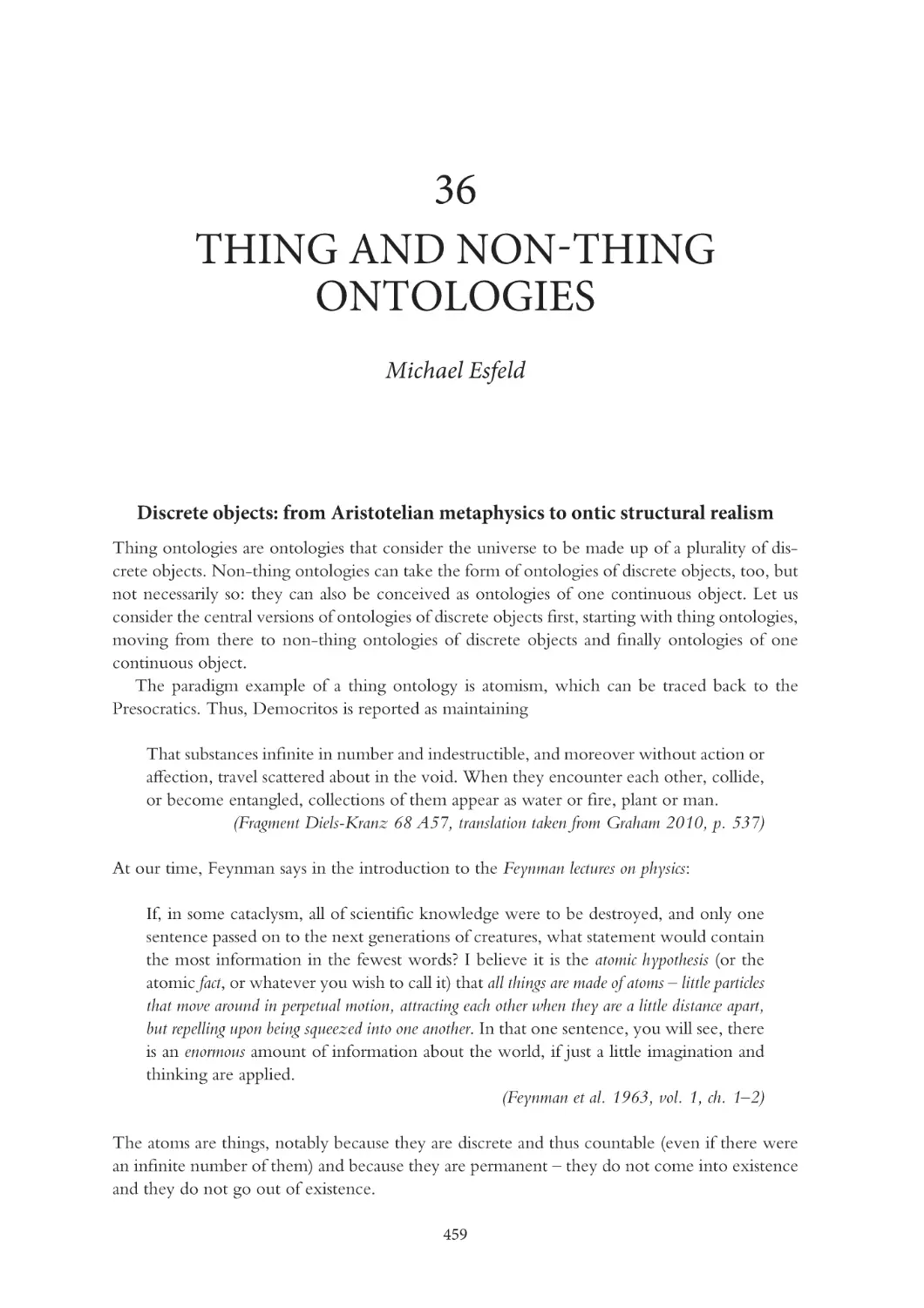 36 Thing and non-thing ontologies
Discrete objects