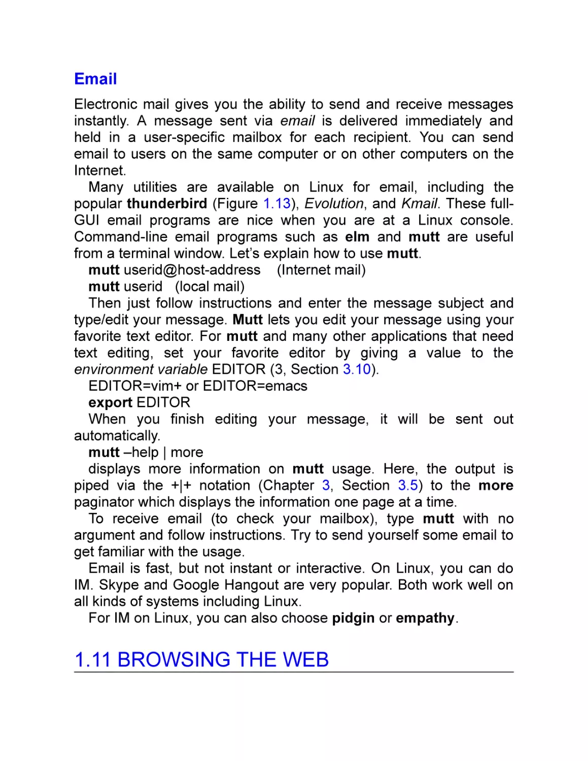 Email
1.11 Browsing the Web