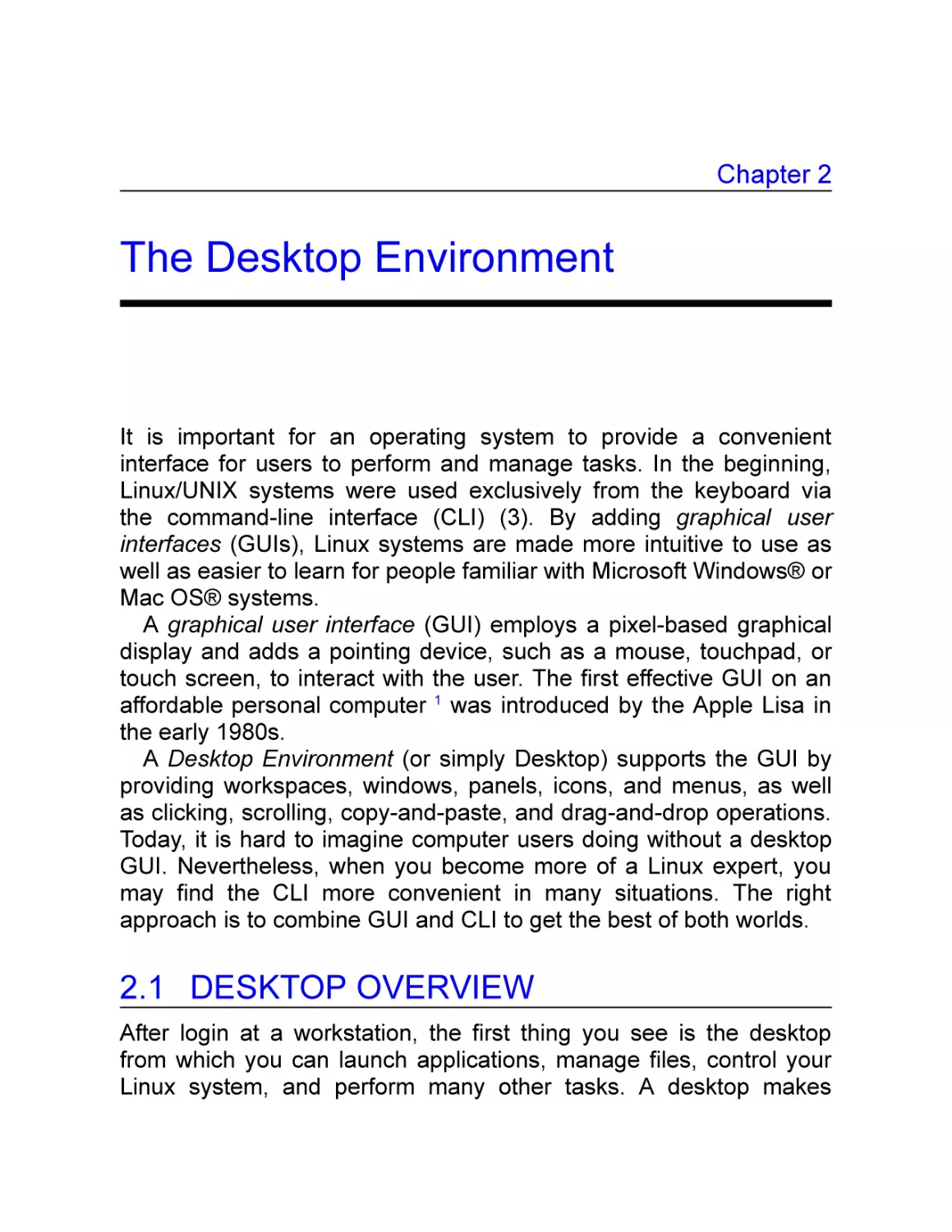 2 The Desktop Environment
2.1 Desktop Overview