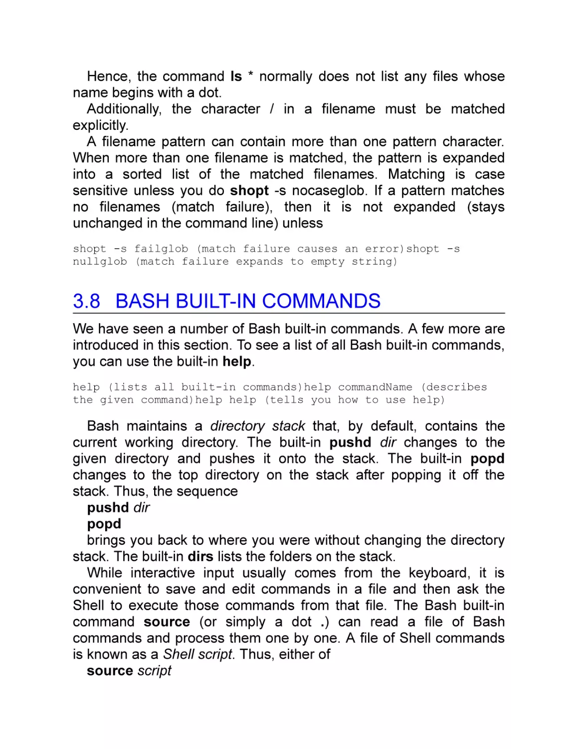 3.8 Bash Built-in Commands