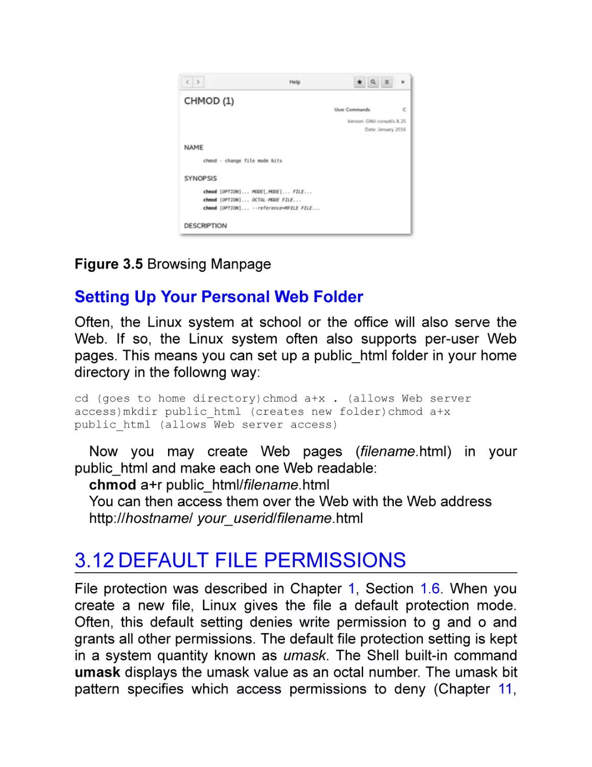 Setting Up Your Personal Web Folder
3.12 Default File Permissions