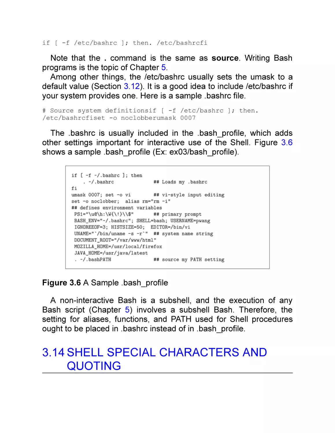 3.14 Shell Special Characters and Quoting