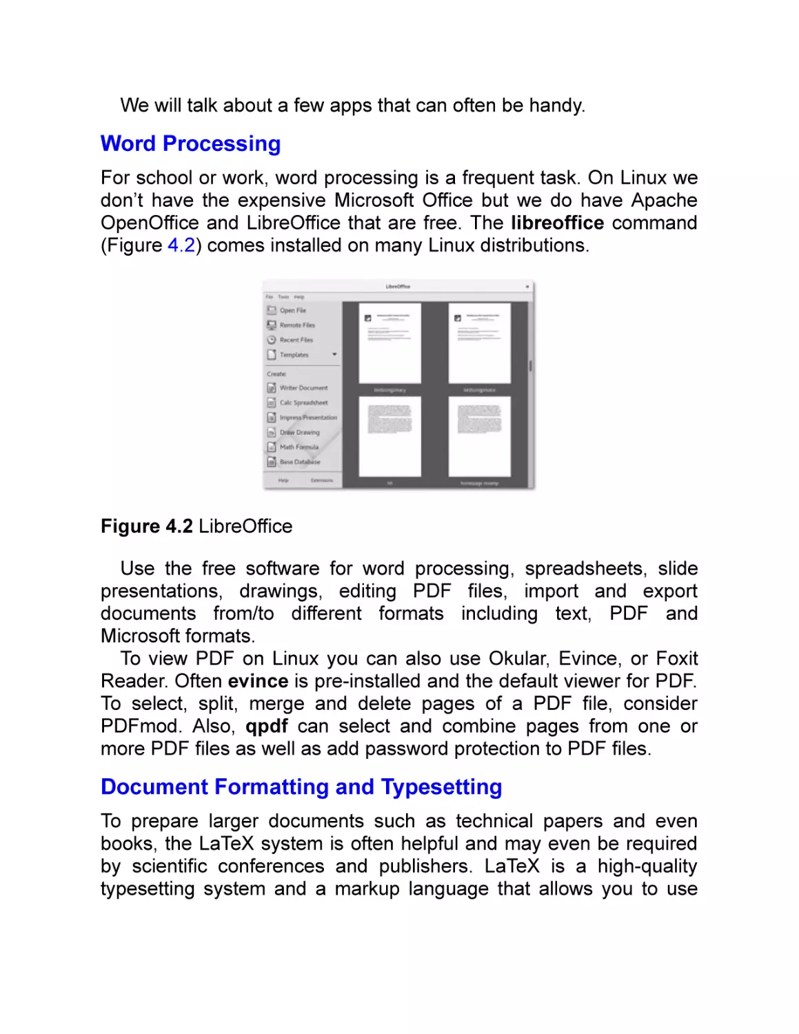 Word Processing
Document Formatting and Typesetting
