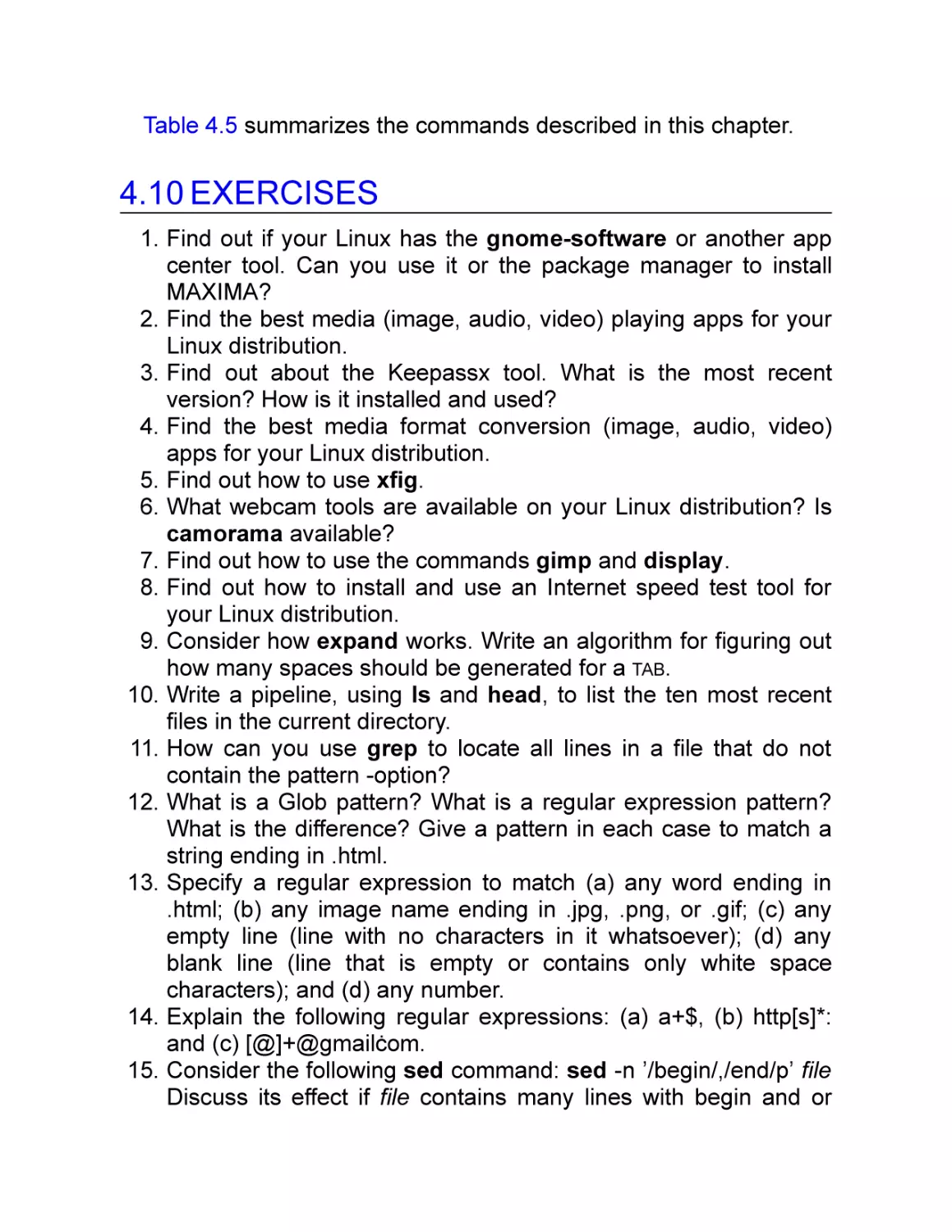 4.10 Exercises