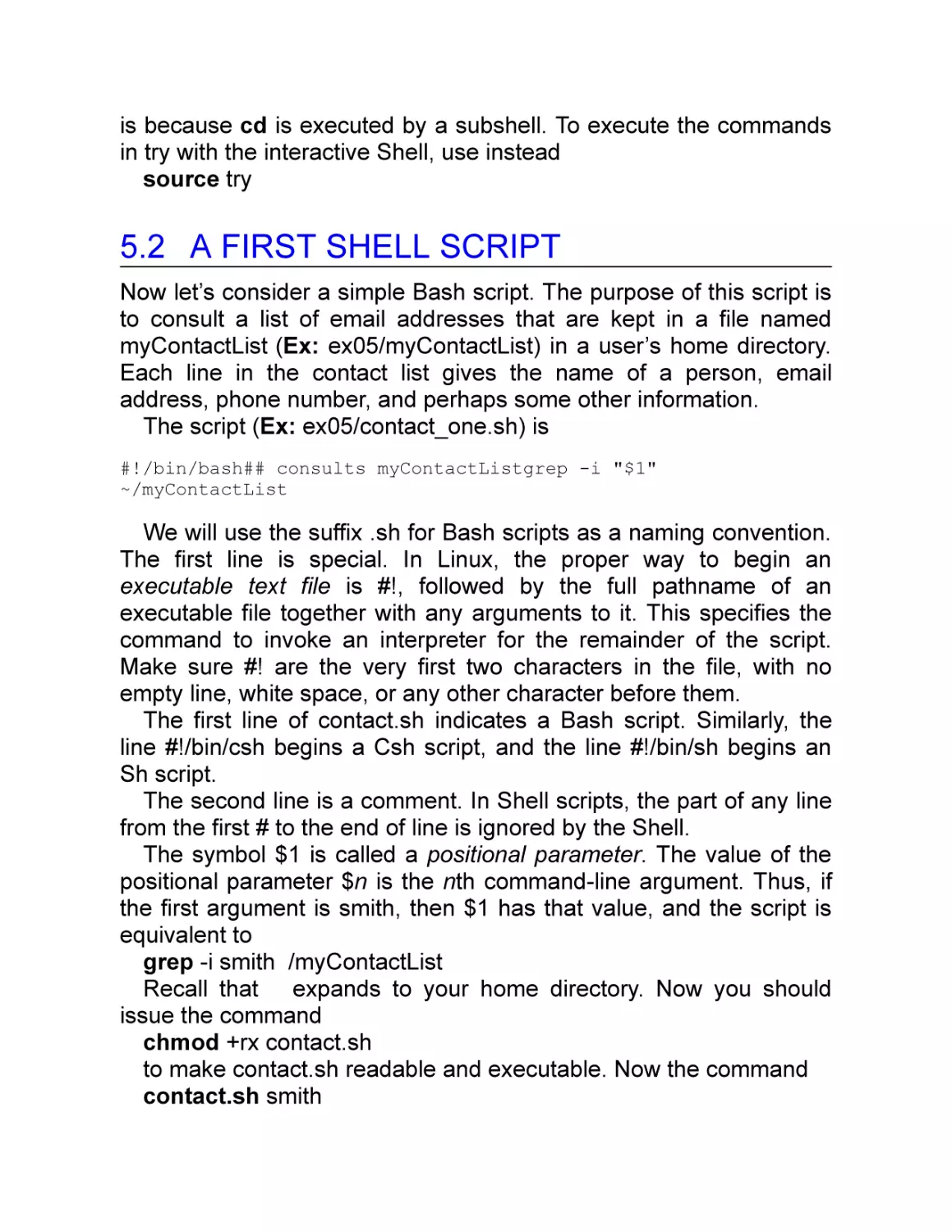 5.2 A First Shell Script