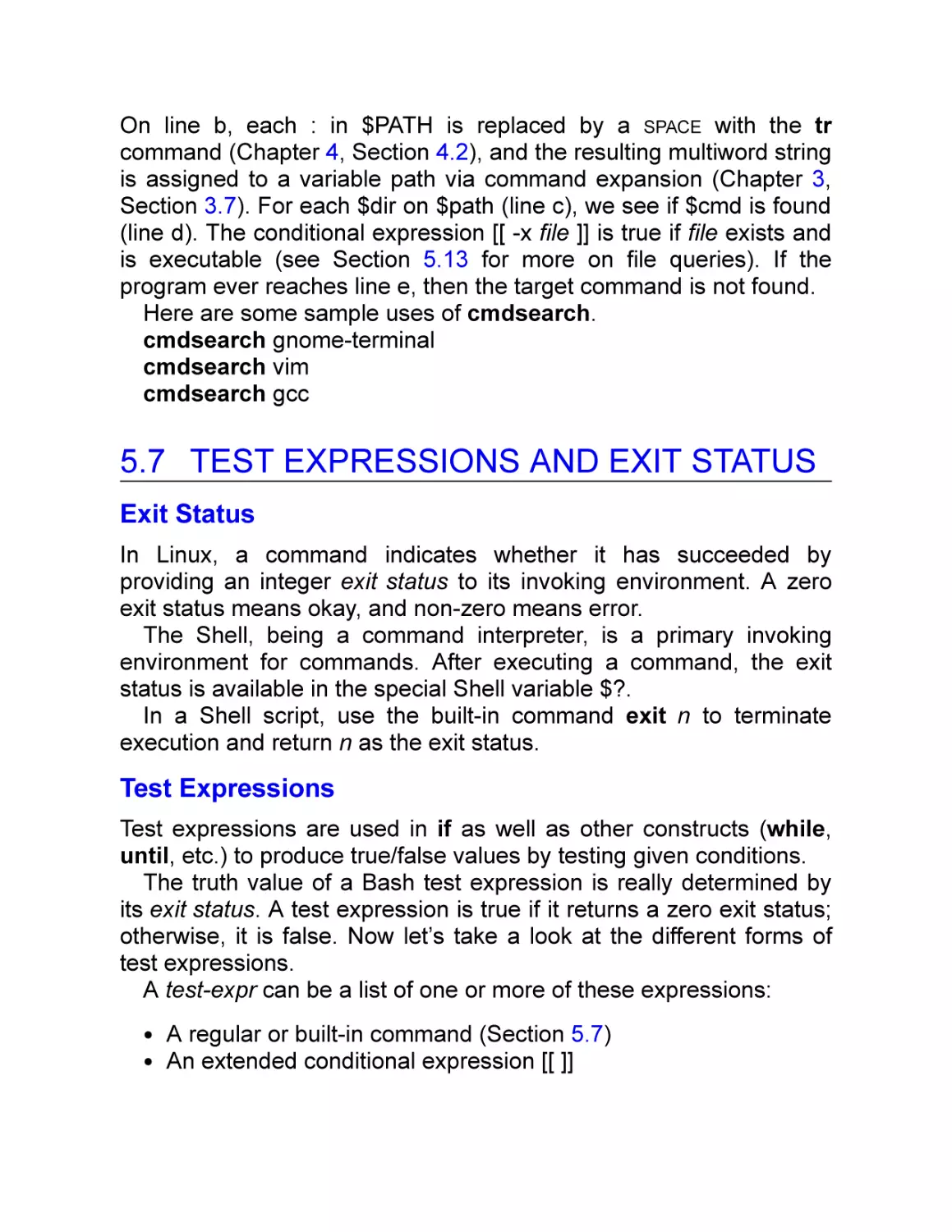 5.7 Test Expressions and Exit Status
Exit Status
Test Expressions