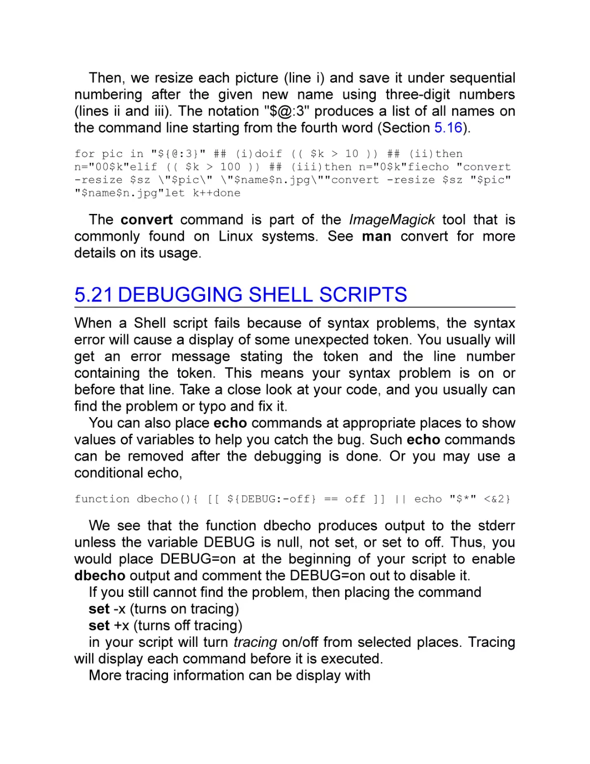 5.21 Debugging Shell Scripts