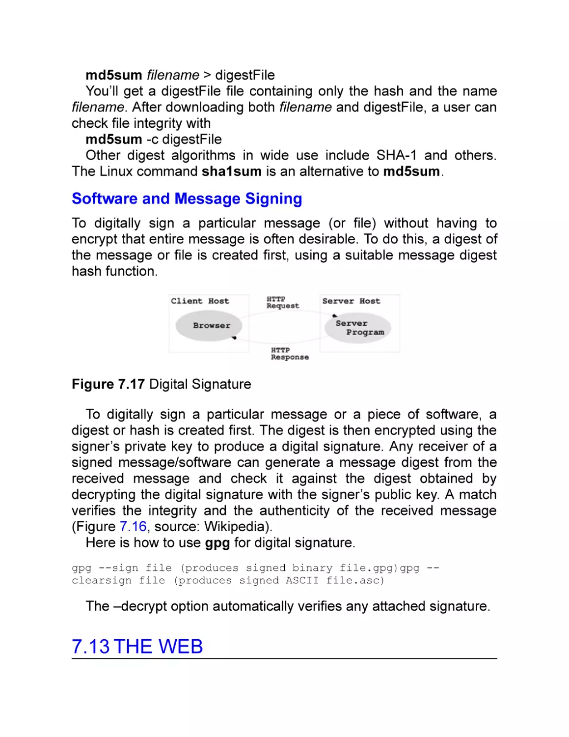 Software and Message Signing
7.13 The Web
